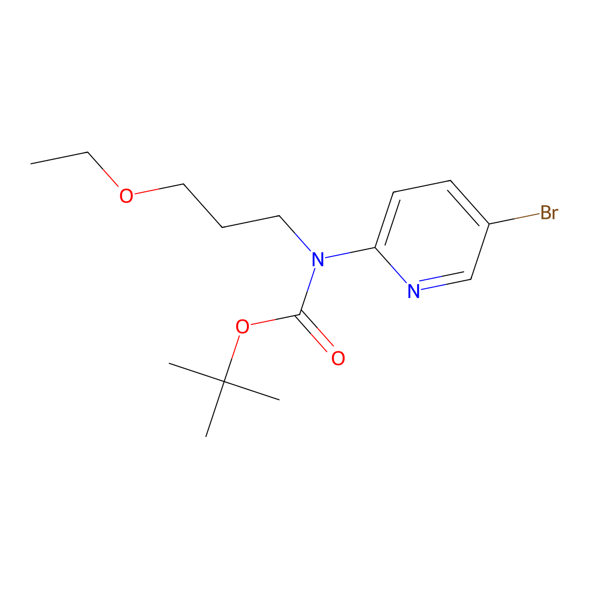 tert-butyl N-(5-bromopyridin-2-yl)-N-(3-ethoxypropyl)carbamate molecular structure, CAS 2680754-53-2