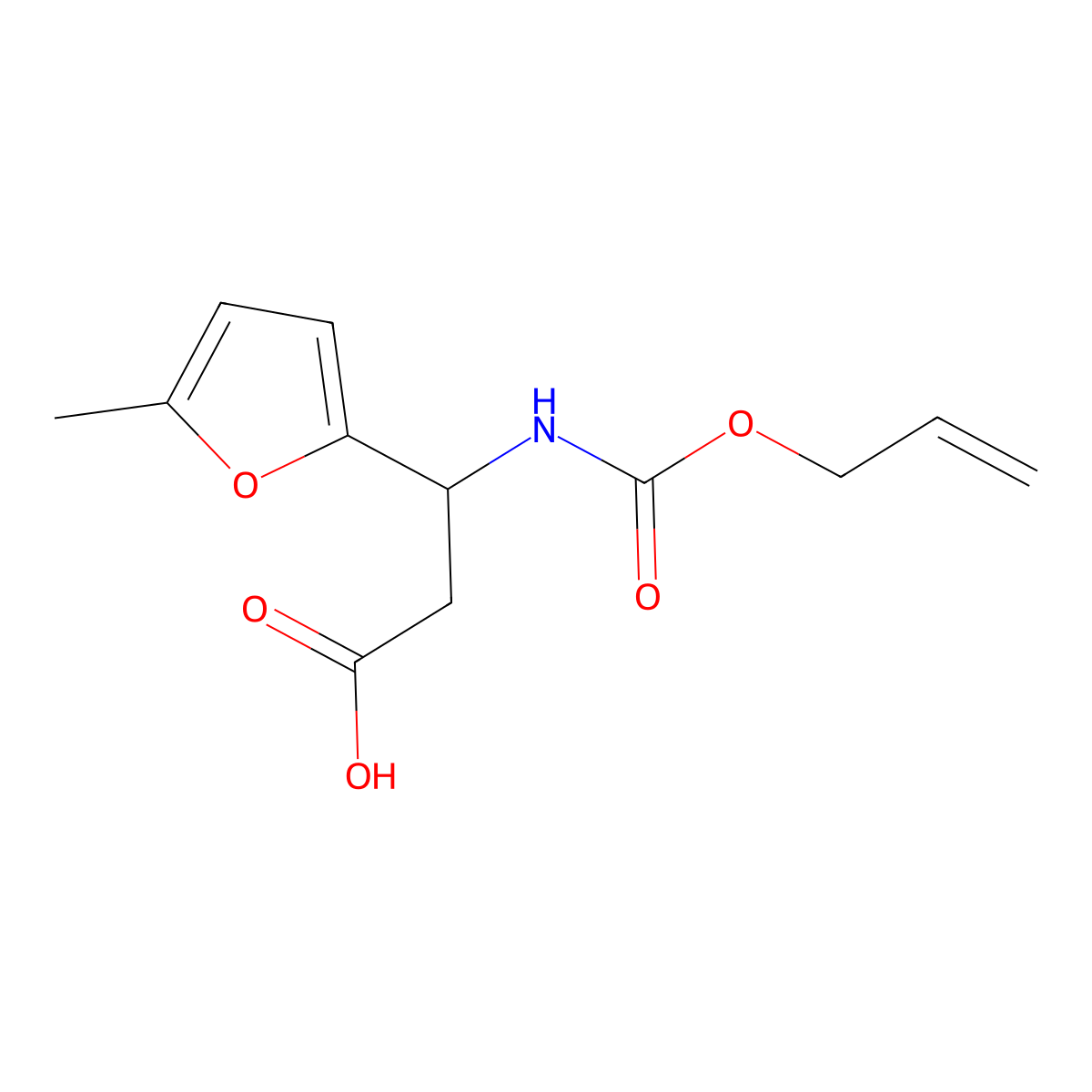 3-(5-Methylfuran-2-yl)-3-{[(prop-2-en-1-yloxy)carbonyl]amino}propanoic acid molecular structure, CAS 2680754-54-3