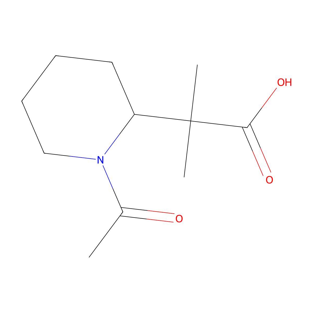 2-(1-Acetylpiperidin-2-yl)-2-methylpropanoic acid molecular structure, CAS 2680754-57-6