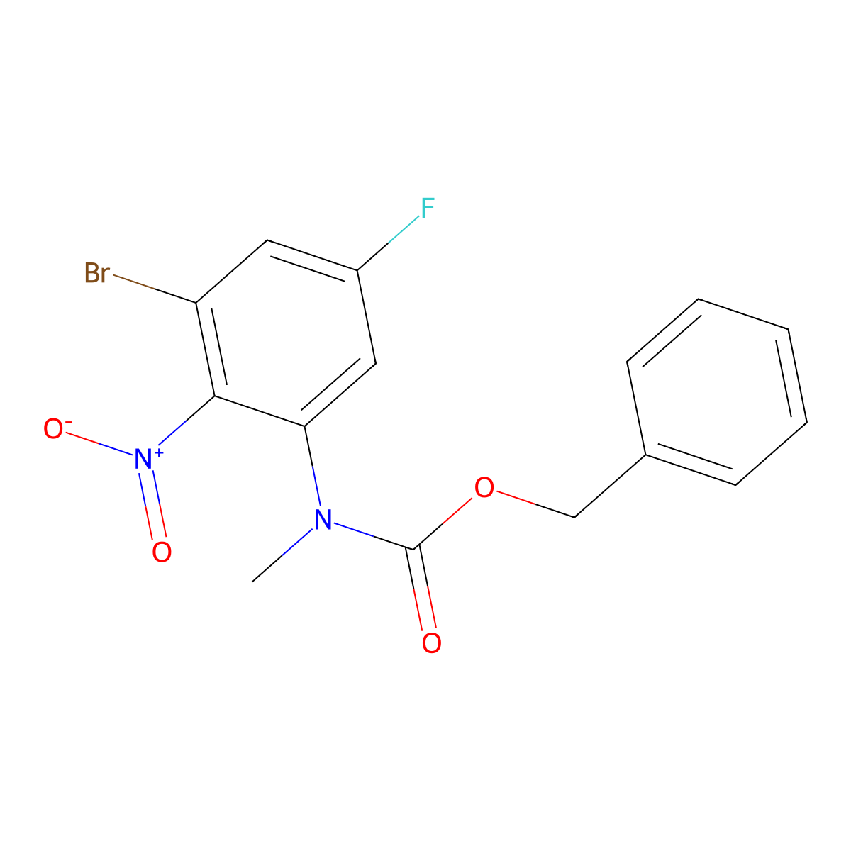 benzyl N-(3-bromo-5-fluoro-2-nitrophenyl)-N-methylcarbamate molecular structure, CAS 2680754-66-7