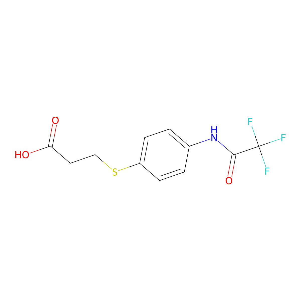 3-{[4-(2,2,2-Trifluoroacetamido)phenyl]sulfanyl}propanoic acid molecular structure, CAS 2680754-67-8