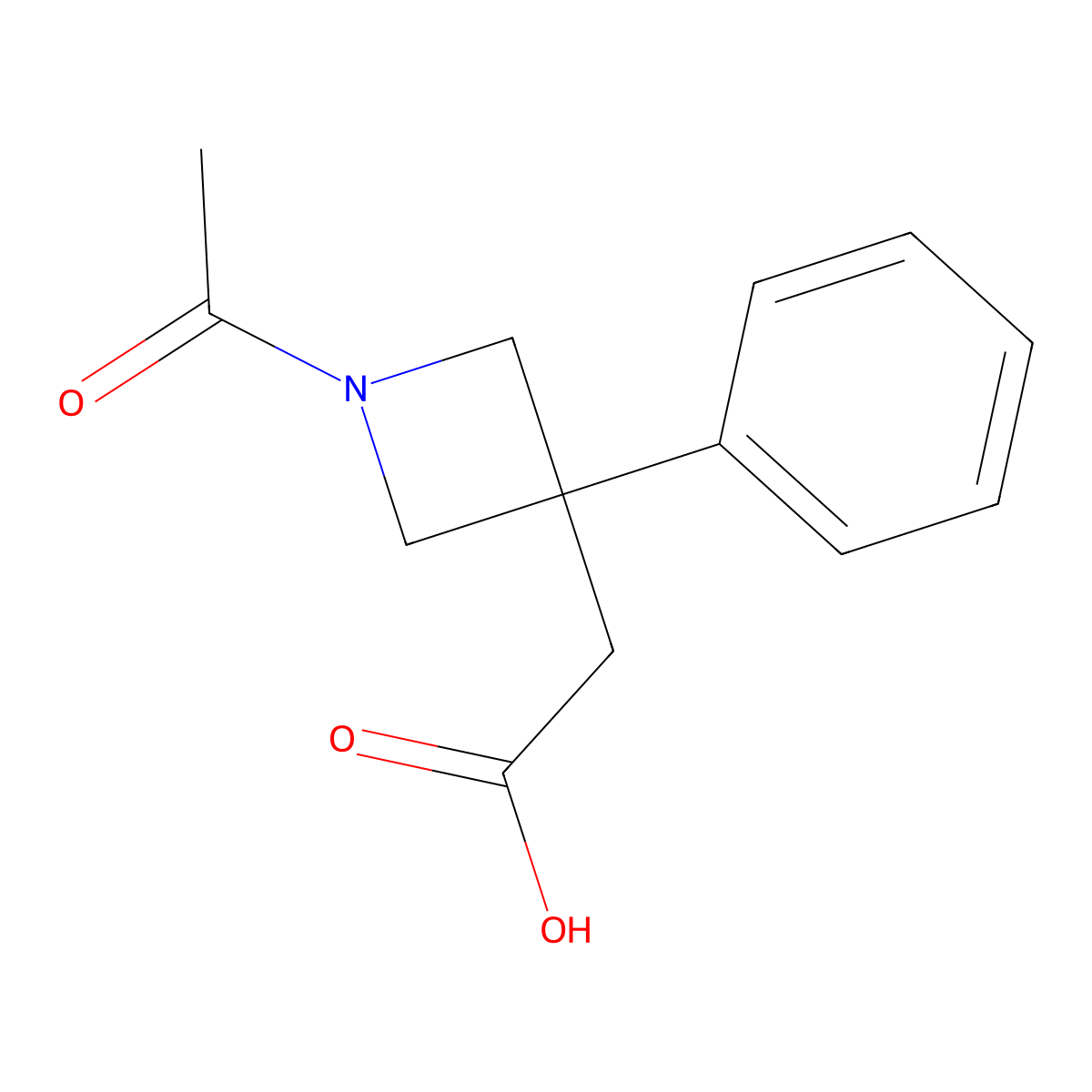 2-(1-Acetyl-3-phenylazetidin-3-yl)acetic acid molecular structure, CAS 2680754-71-4
