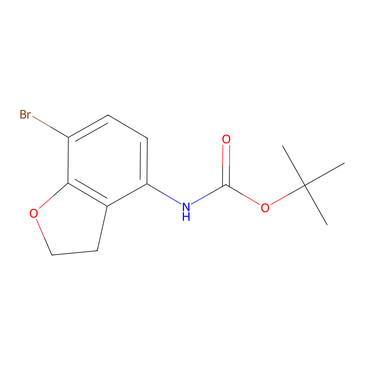 tert-butyl N-(7-bromo-2,3-dihydro-1-benzofuran-4-yl)carbamate molecular structure, CAS 2680754-92-9