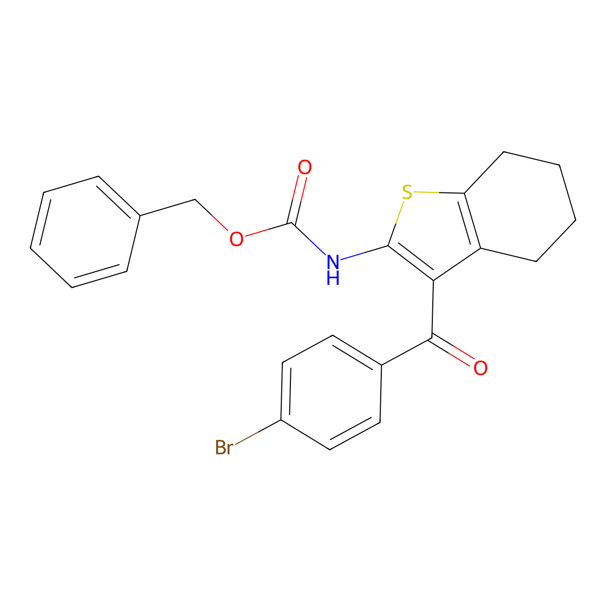 benzyl N-[3-(4-bromobenzoyl)-4,5,6,7-tetrahydro-1-benzothiophen-2-yl]carbamate molecular structure, CAS 2680754-96-3