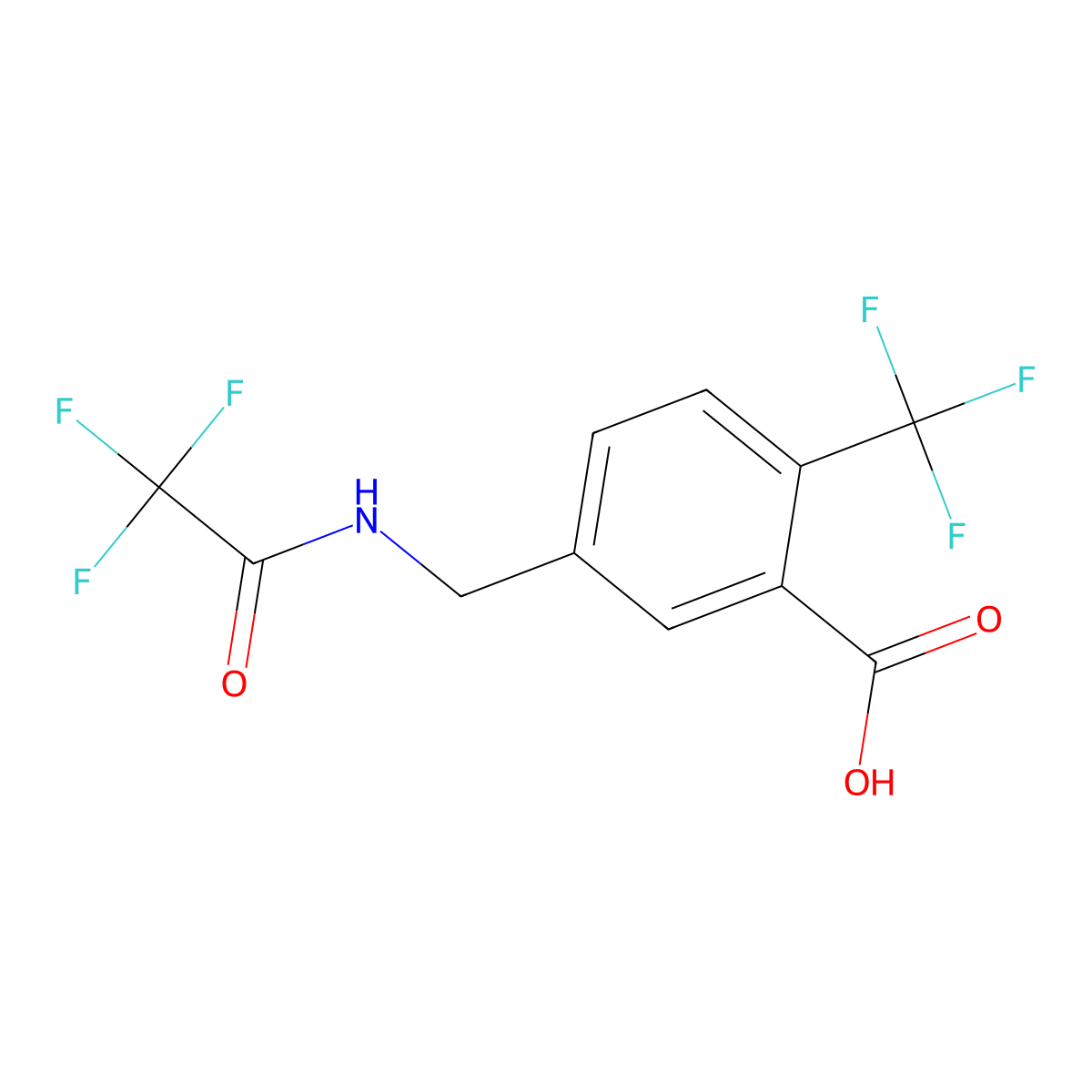 5-[(2,2,2-Trifluoroacetamido)methyl]-2-(trifluoromethyl)benzoic acid molecular structure, CAS 2680754-98-5