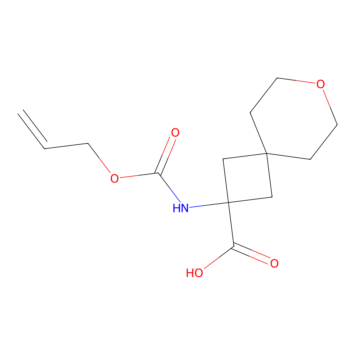 2-{[(Prop-2-en-1-yloxy)carbonyl]amino}-7-oxaspiro[3.5]nonane-2-carboxylic acid molecular structure, CAS 2680755-02-4