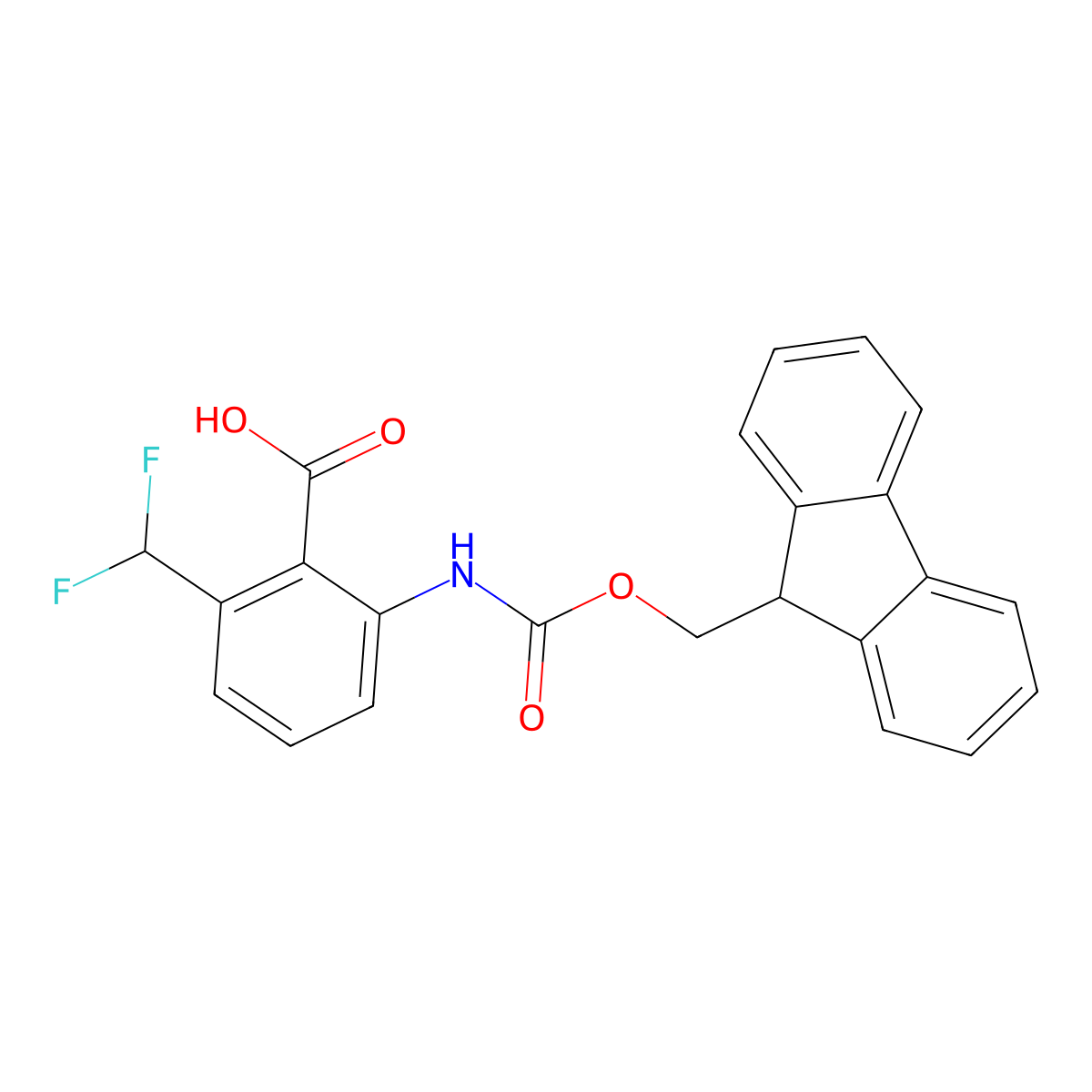 2-(difluoromethyl)-6-({[(9H-fluoren-9-yl)methoxy]carbonyl}amino)benzoic acid molecular structure, CAS 2680755-05-7