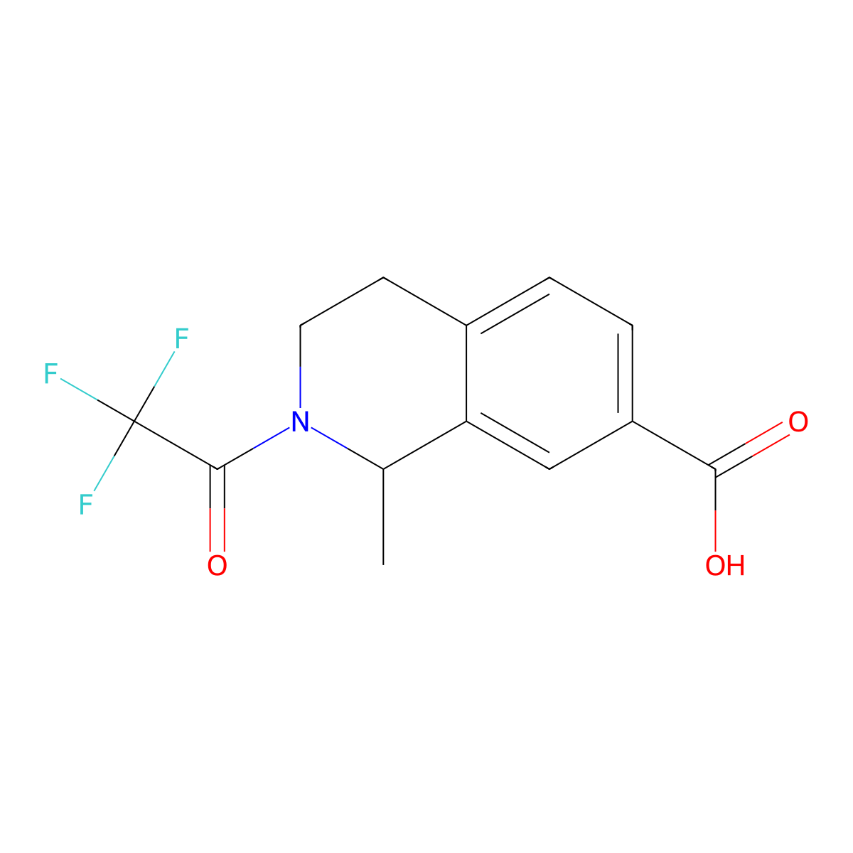 1-Methyl-2-(2,2,2-trifluoroacetyl)-1,2,3,4-tetrahydroisoquinoline-7-carboxylic acid molecular structure, CAS 2680755-14-8