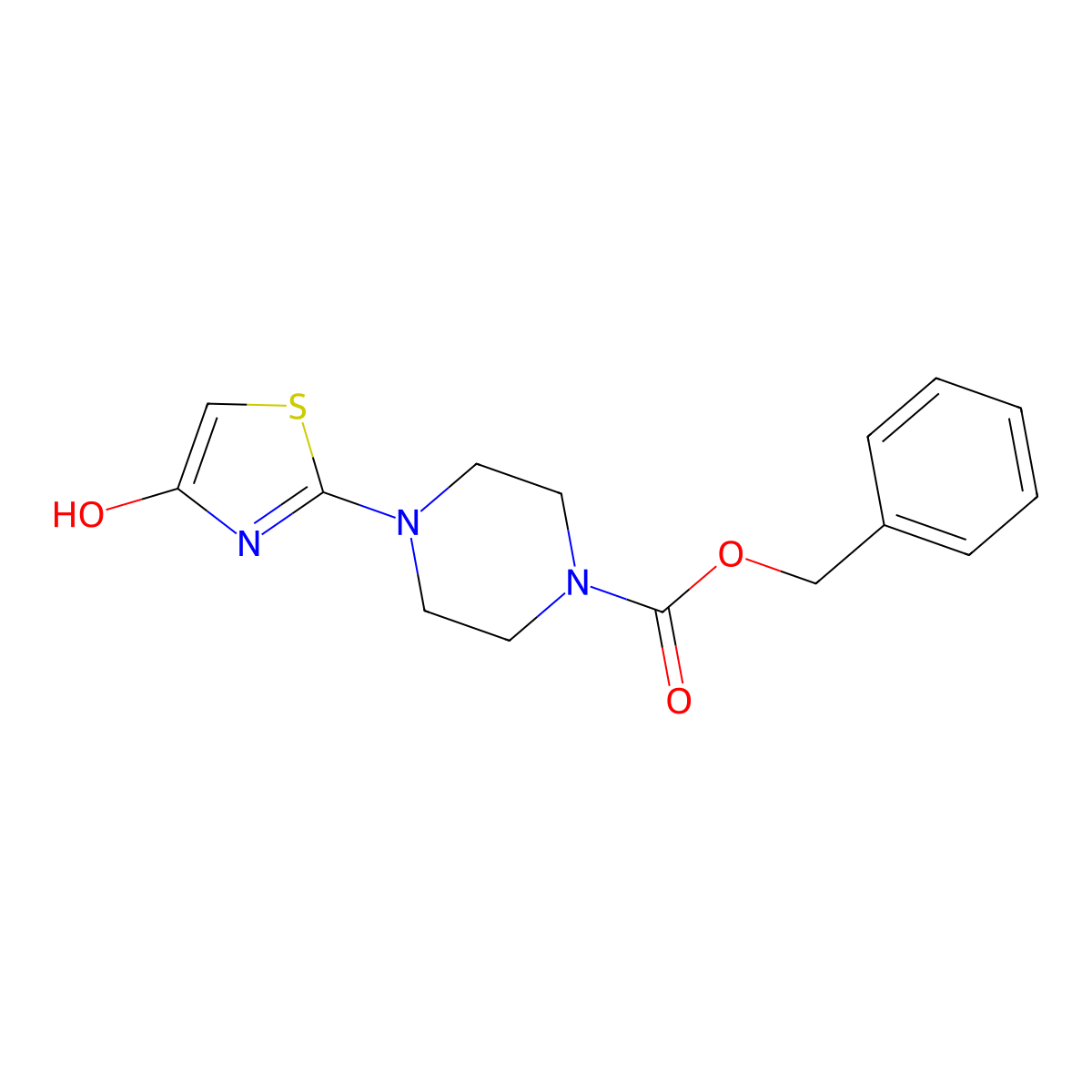 Benzyl 4-(4-hydroxy-1,3-thiazol-2-yl)piperazine-1-carboxylate molecular structure, CAS 2680755-19-3