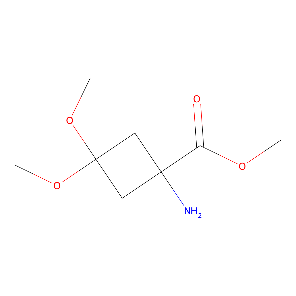 Methyl 1-amino-3,3-dimethoxycyclobutane-1-carboxylate molecular structure, CAS 2680755-21-7