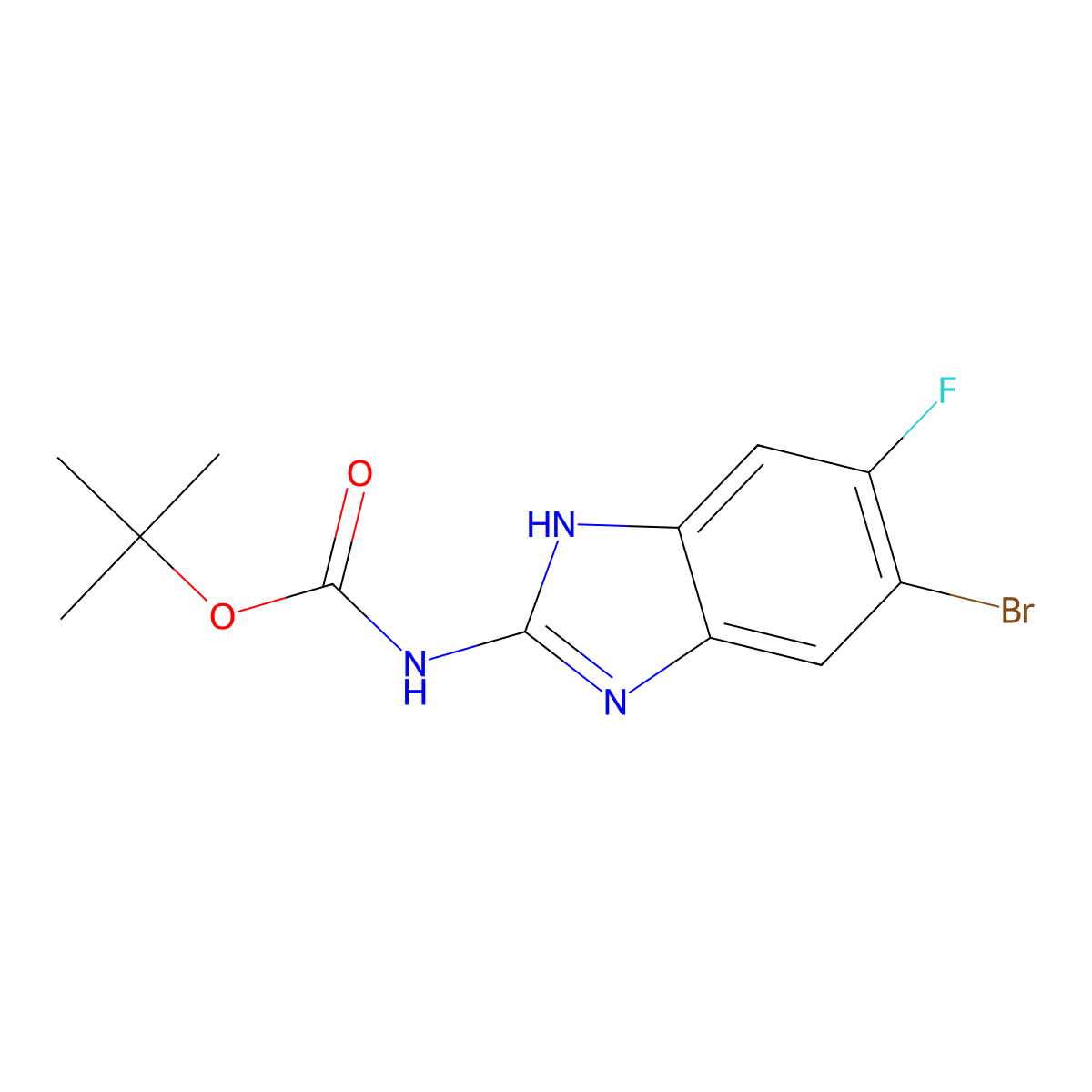 tert-butyl N-(5-bromo-6-fluoro-1H-1,3-benzodiazol-2-yl)carbamate molecular structure, CAS 2680755-34-2