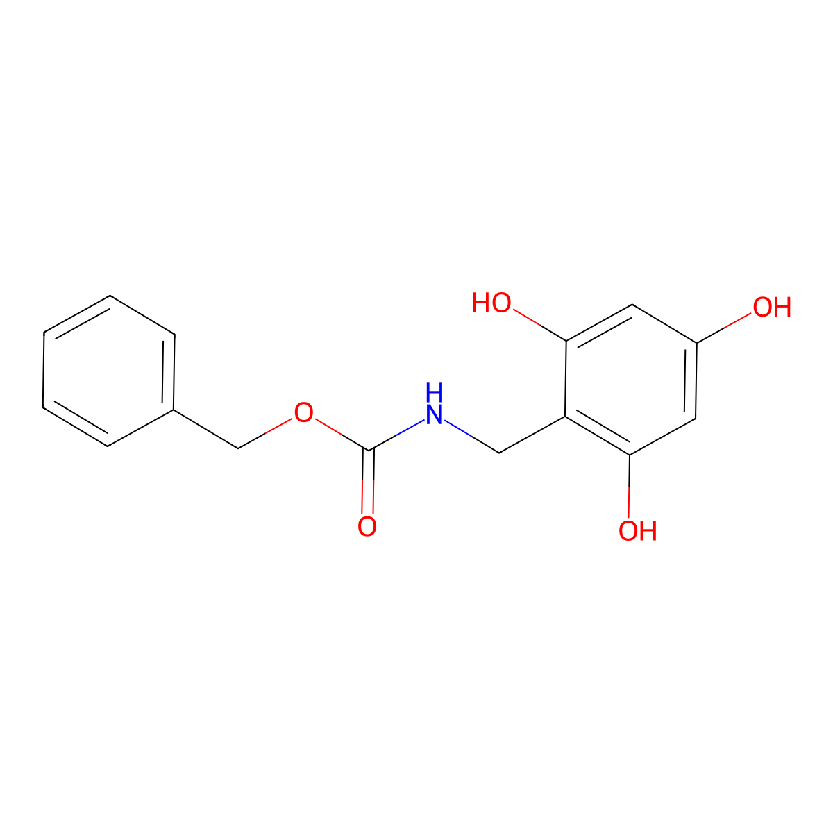 benzyl N-[(2,4,6-trihydroxyphenyl)methyl]carbamate molecular structure, CAS 2680755-35-3