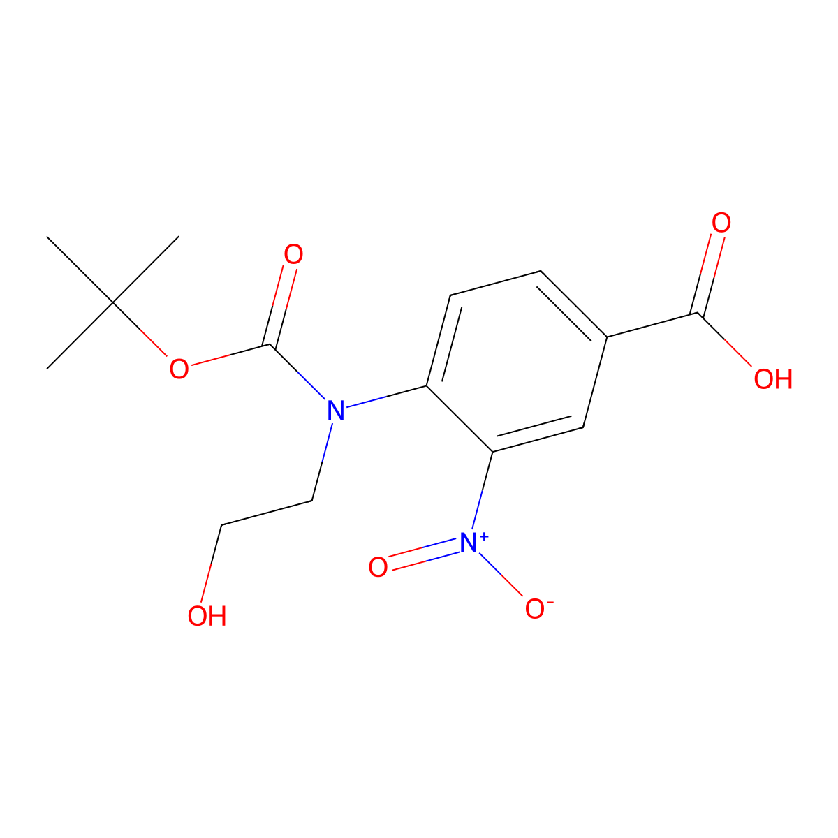 4-{[(Tert-butoxy)carbonyl](2-hydroxyethyl)amino}-3-nitrobenzoic acid molecular structure, CAS 2680755-43-3