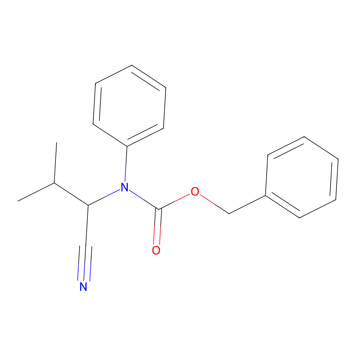 benzyl N-(1-cyano-2-methylpropyl)-N-phenylcarbamate molecular structure, CAS 2680755-51-3