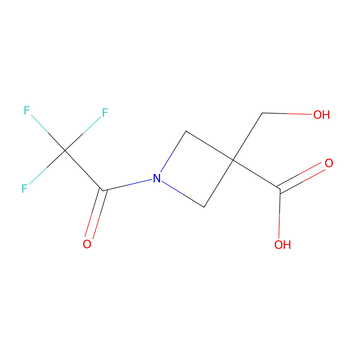 3-(Hydroxymethyl)-1-(trifluoroacetyl)azetidine-3-carboxylic acid molecular structure, CAS 2680755-54-6