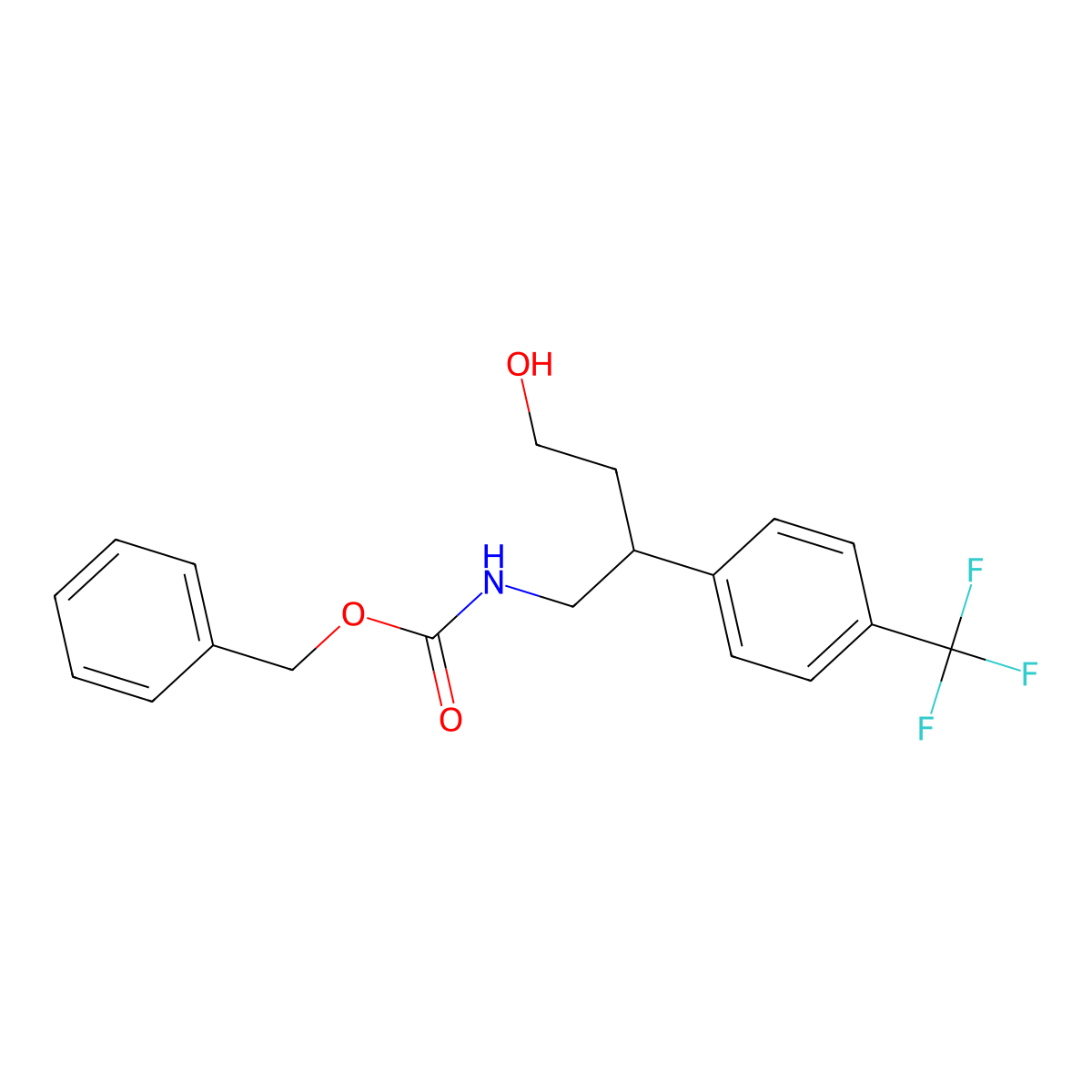 benzyl N-{4-hydroxy-2-[4-(trifluoromethyl)phenyl]butyl}carbamate molecular structure, CAS 2680755-55-7
