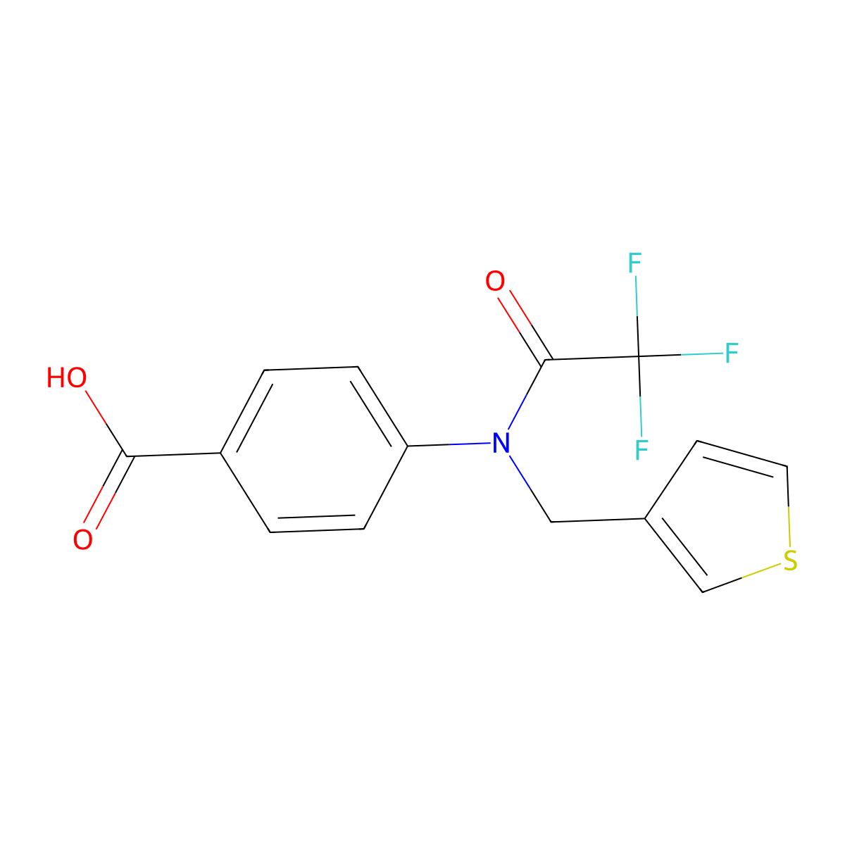 4-{2,2,2-trifluoro-N-[(thiophen-3-yl)methyl]acetamido}benzoic acid molecular structure, CAS 2680755-58-0