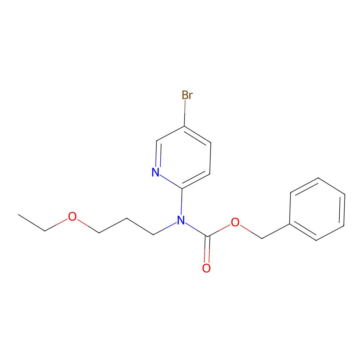 benzyl N-(5-bromopyridin-2-yl)-N-(3-ethoxypropyl)carbamate molecular structure, CAS 2680755-73-9