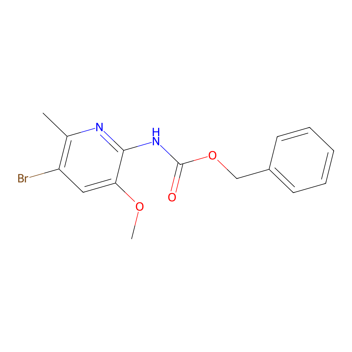 benzyl N-(5-bromo-3-methoxy-6-methylpyridin-2-yl)carbamate molecular structure, CAS 2680755-78-4