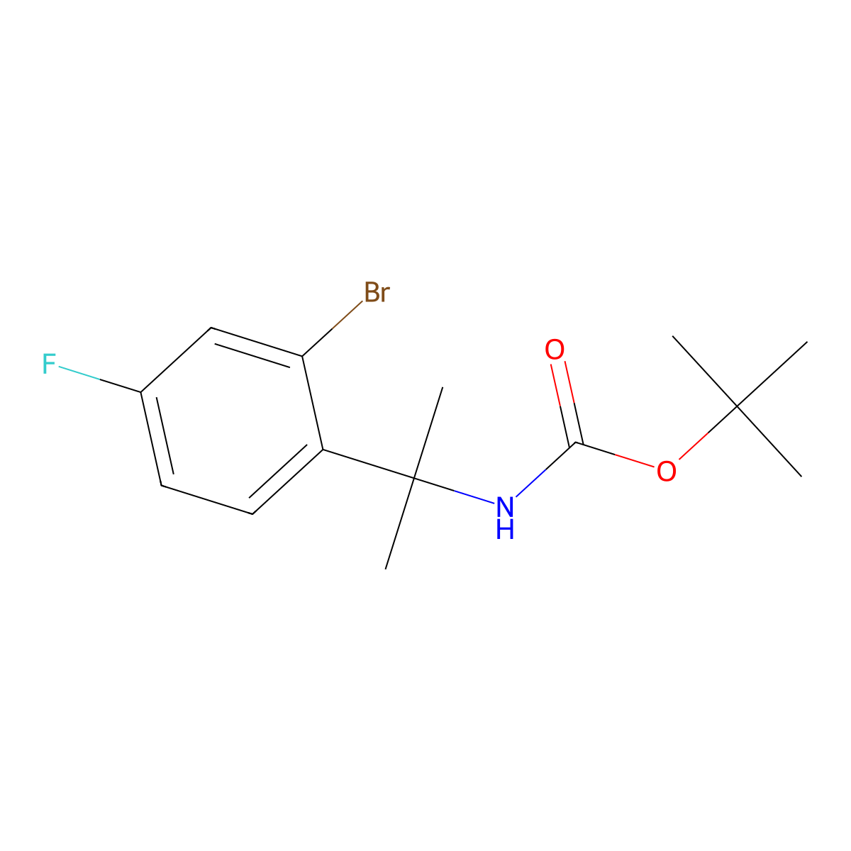 tert-butyl N-[2-(2-bromo-4-fluorophenyl)propan-2-yl]carbamate molecular structure, CAS 2680755-86-4