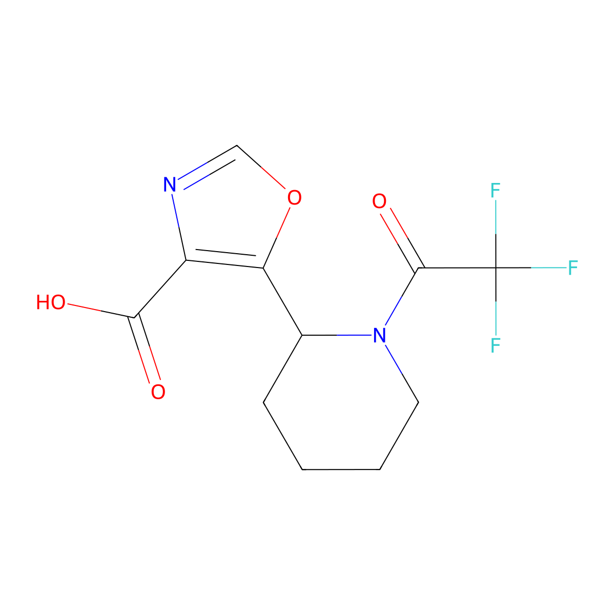 5-[1-(2,2,2-Trifluoroacetyl)piperidin-2-yl]-1,3-oxazole-4-carboxylic acid molecular structure, CAS 2680755-87-5