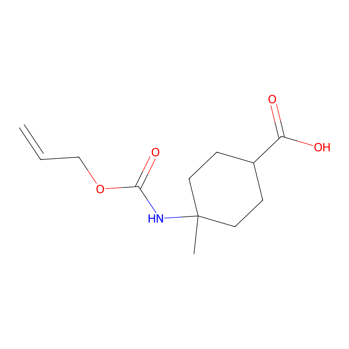 4-Methyl-4-{[(prop-2-en-1-yloxy)carbonyl]amino}cyclohexane-1-carboxylic acid molecular structure, CAS 2680755-89-7