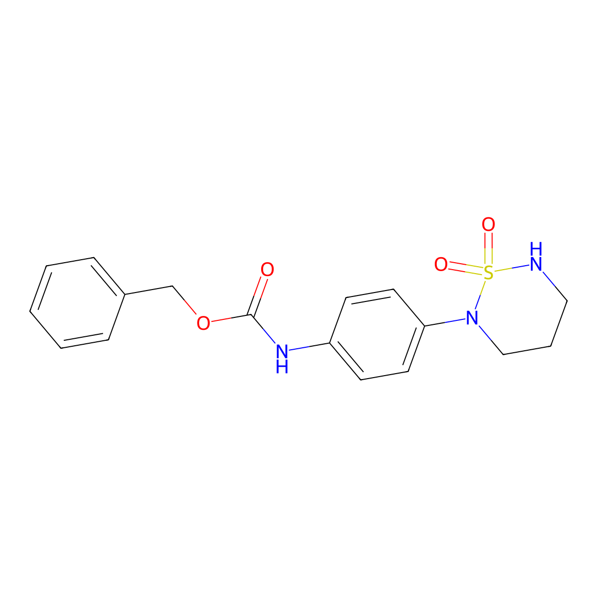 benzyl N-[4-(1,1-dioxo-1lambda6,2,6-thiadiazinan-2-yl)phenyl]carbamate molecular structure, CAS 2680755-96-6