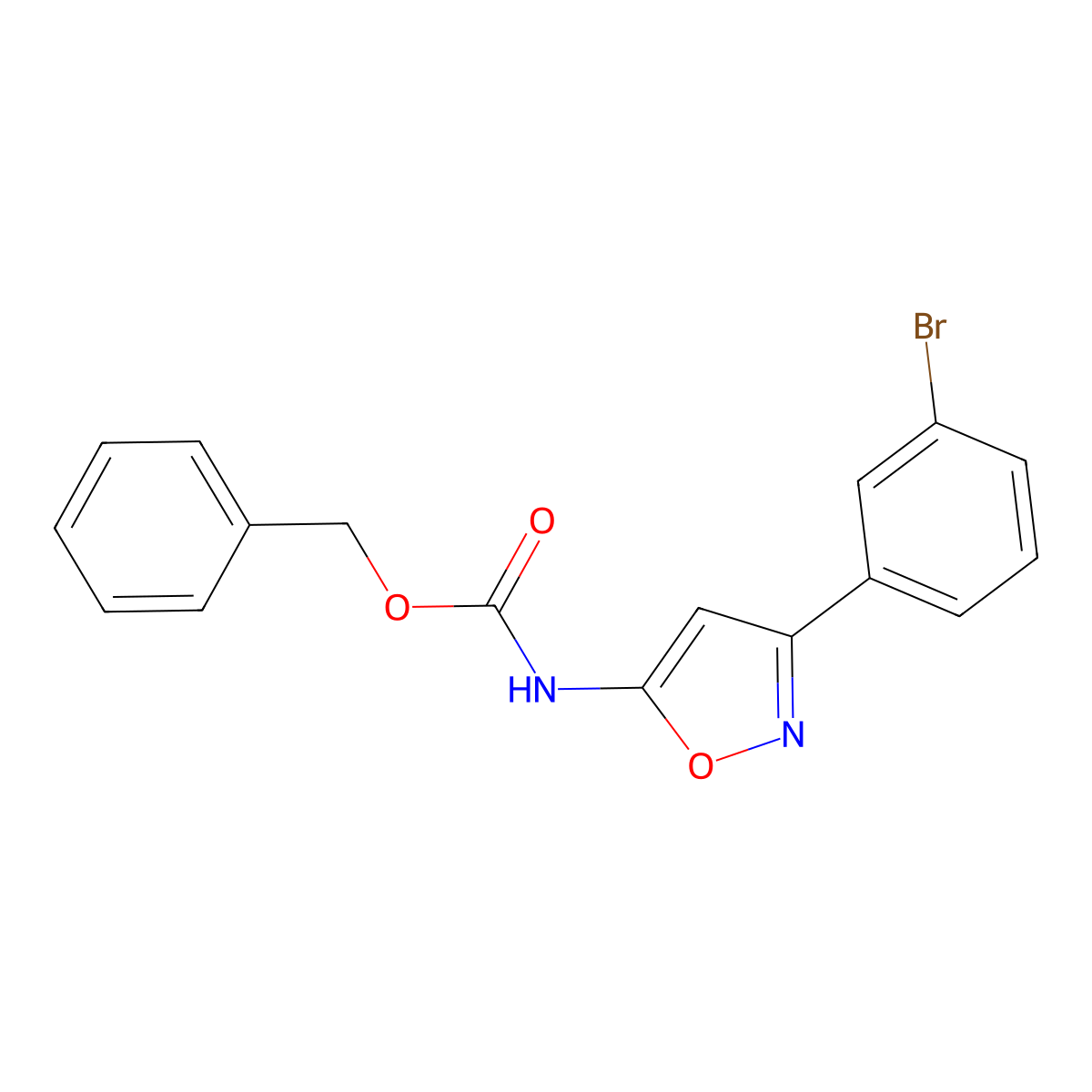 benzyl N-[3-(3-bromophenyl)-1,2-oxazol-5-yl]carbamate molecular structure, CAS 2680755-97-7