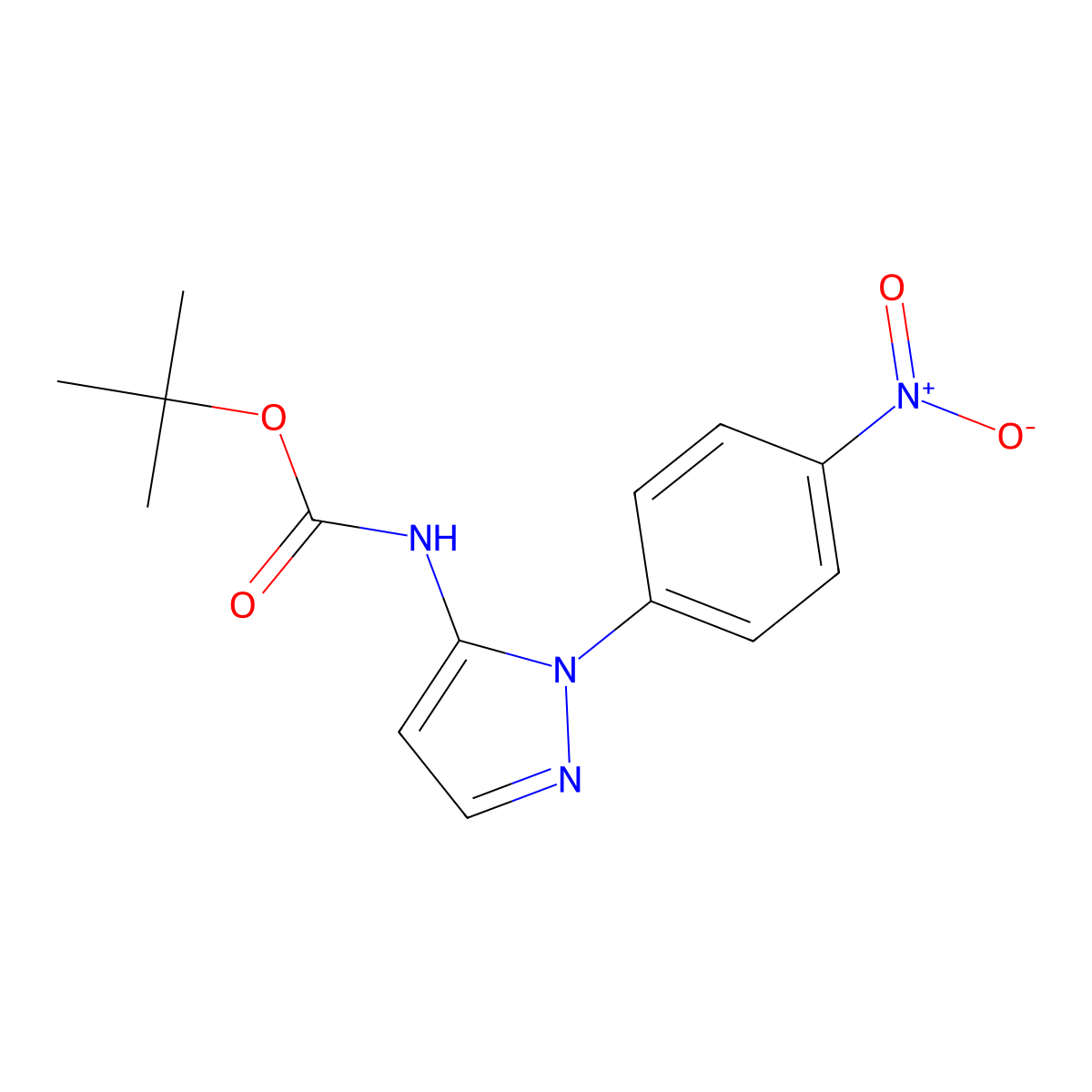 tert-butyl N-[1-(4-nitrophenyl)-1H-pyrazol-5-yl]carbamate molecular structure, CAS 2680756-18-5