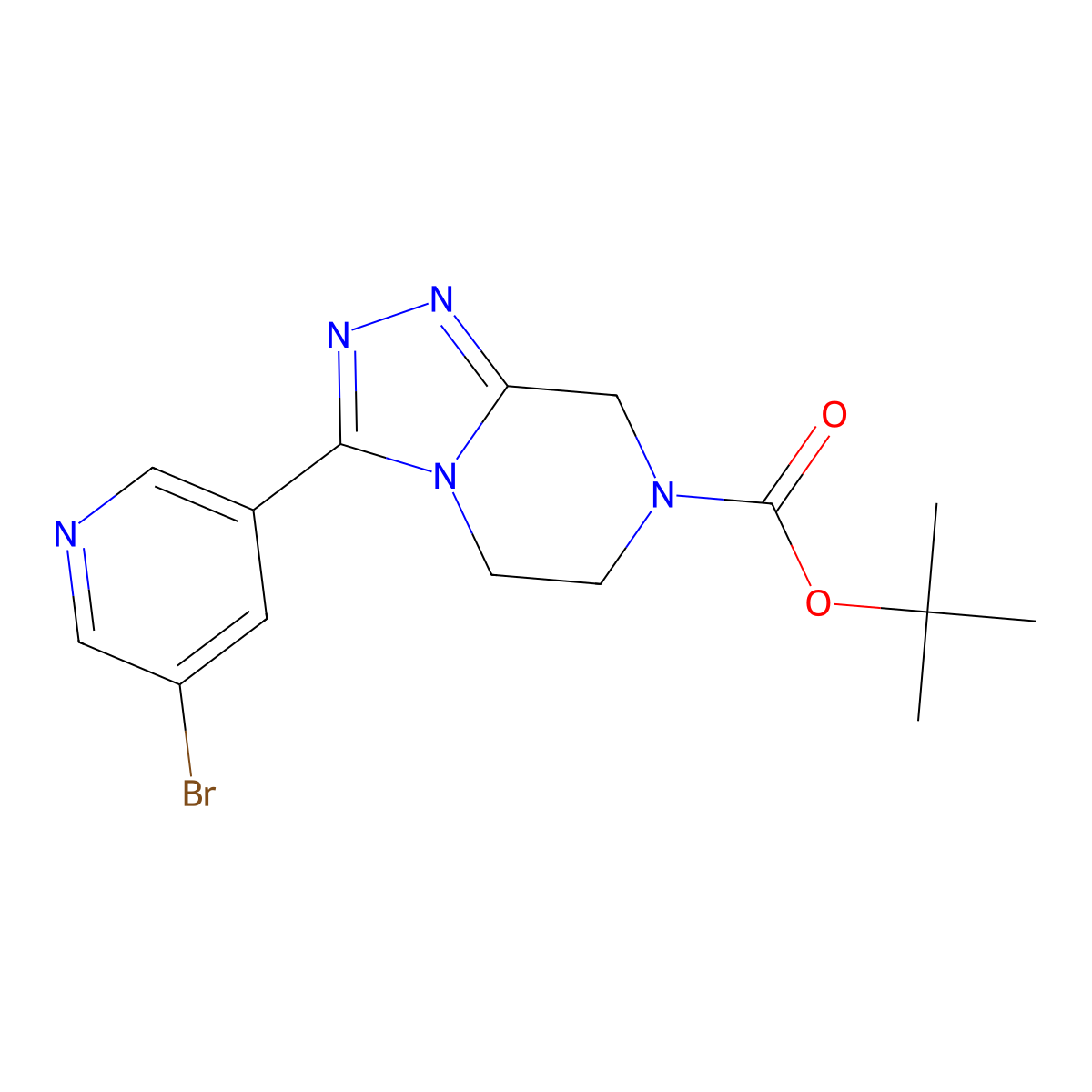tert-butyl 3-(5-bromopyridin-3-yl)-5H,6H,7H,8H-[1,2,4]triazolo[4,3-a]pyrazine-7-carboxylate molecular structure, CAS 2680756-23-2