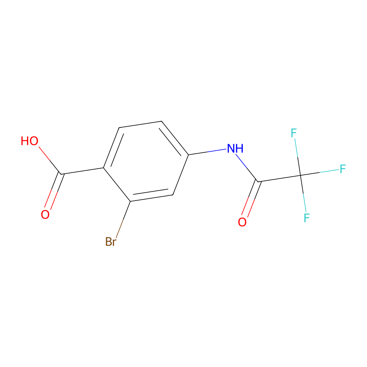 2-Bromo-4-(2,2,2-trifluoroacetamido)benzoic acid molecular structure, CAS 2680756-25-4