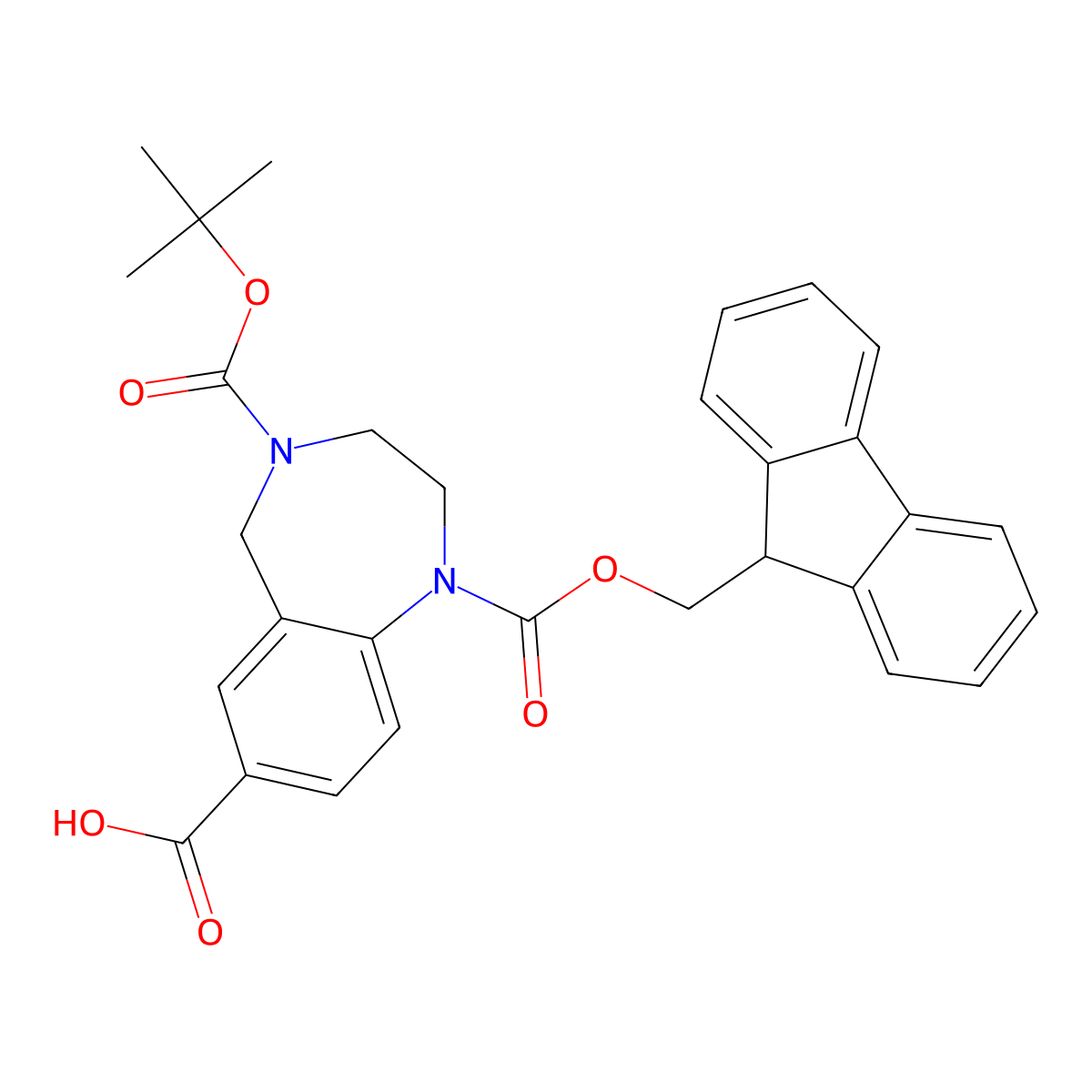 4-[(tert-butoxy)carbonyl]-1-{[(9H-fluoren-9-yl)methoxy]carbonyl}-2,3,4,5-tetrahydro-1H-1,4-benzodiazepine-7-carboxylic acid molecular structure, CAS 2680756-30-1