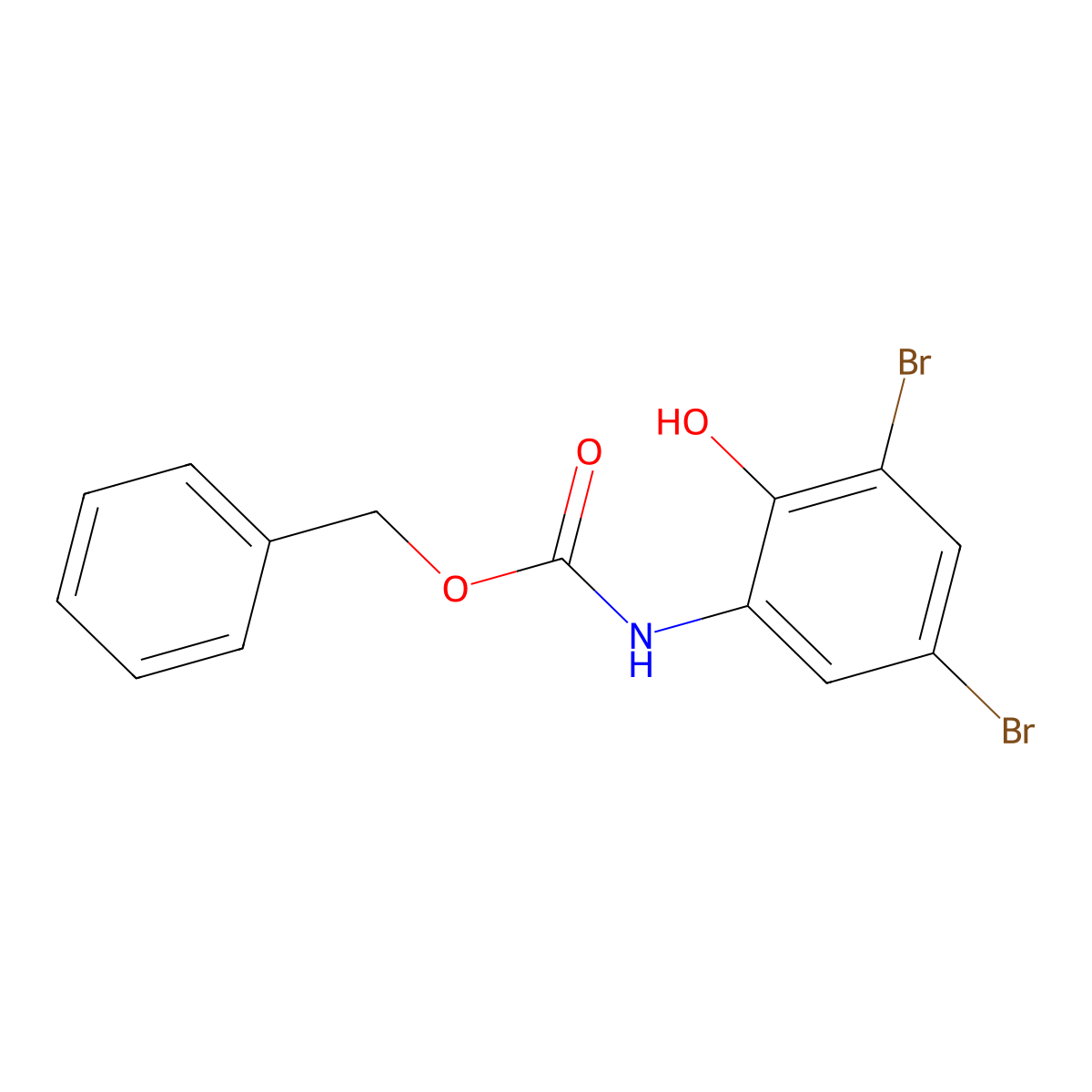 benzyl N-(3,5-dibromo-2-hydroxyphenyl)carbamate molecular structure, CAS 2680756-38-9