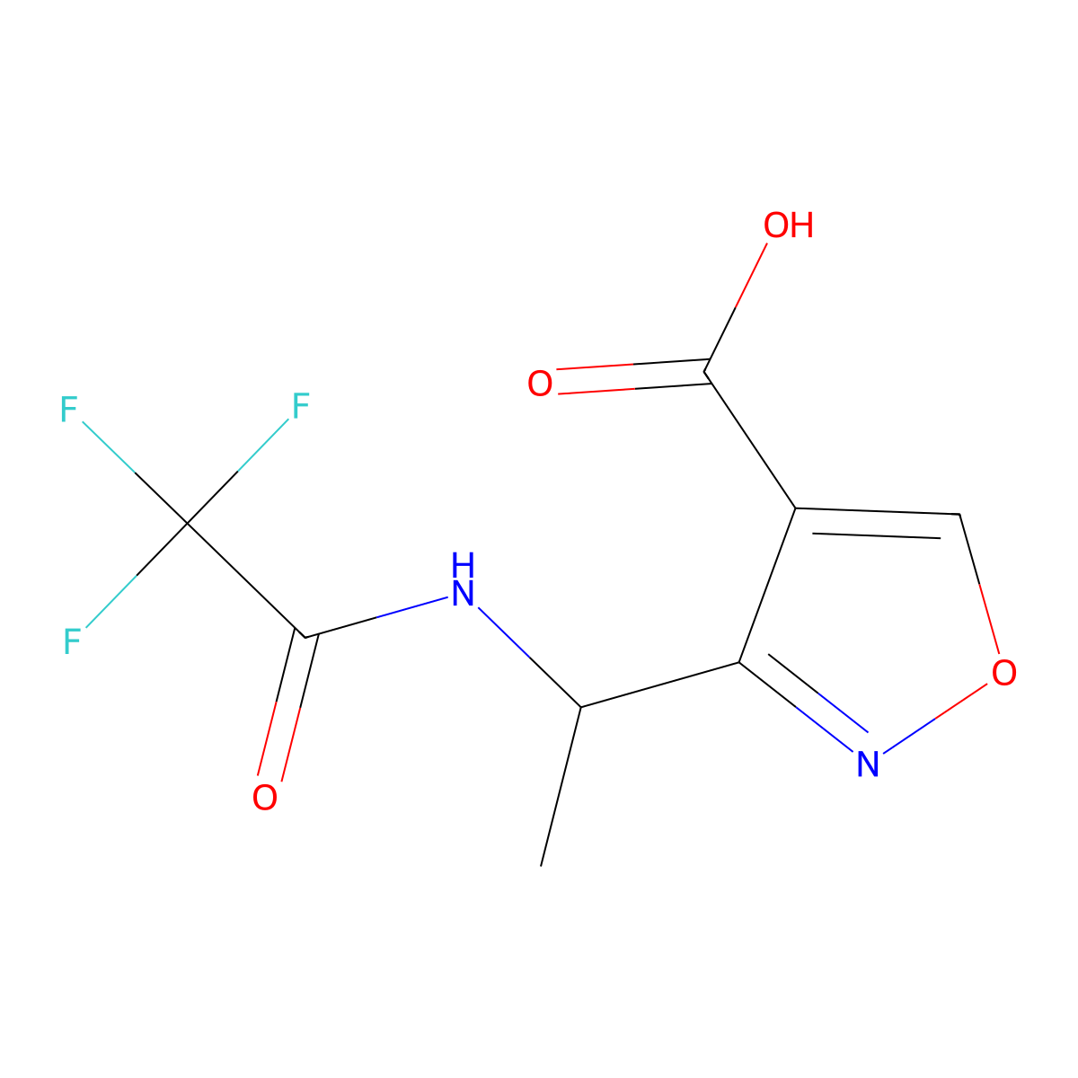 3-[1-(2,2,2-Trifluoroacetamido)ethyl]-1,2-oxazole-4-carboxylic acid molecular structure, CAS 2680756-48-1