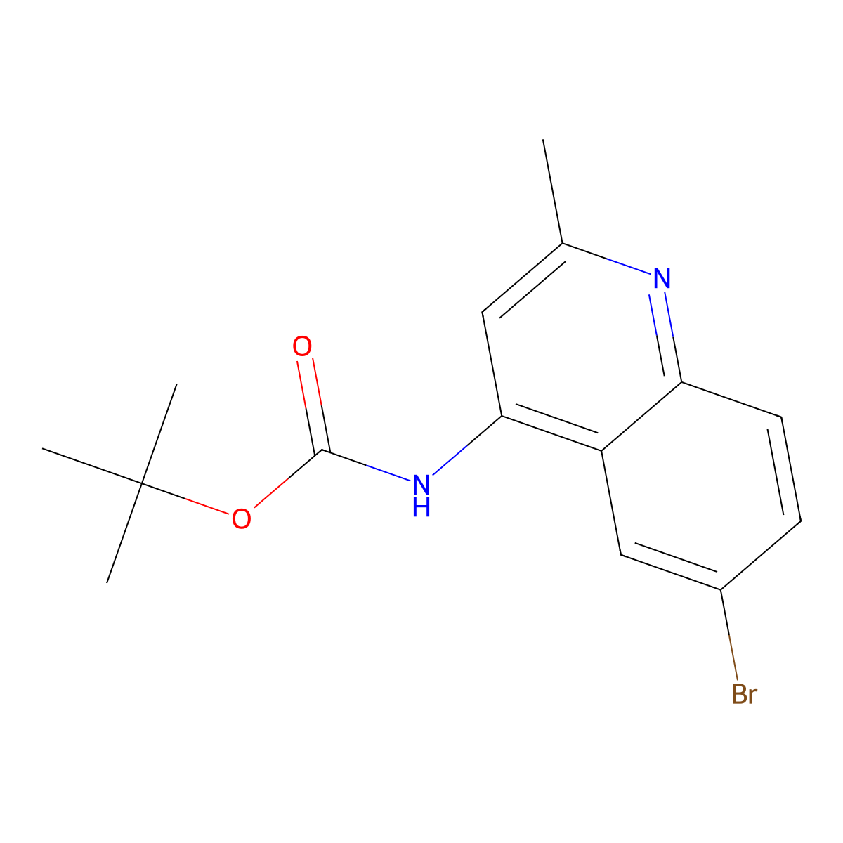 tert-butyl N-(6-bromo-2-methylquinolin-4-yl)carbamate molecular structure, CAS 2680756-59-4
