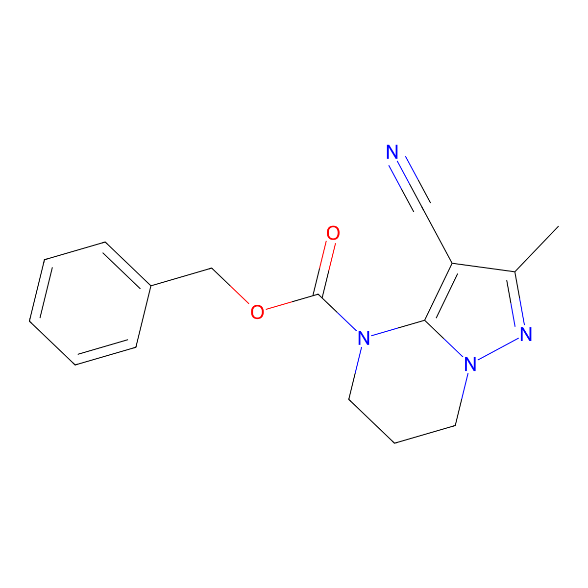benzyl 3-cyano-2-methyl-4H,5H,6H,7H-pyrazolo[1,5-a]pyrimidine-4-carboxylate molecular structure, CAS 2680756-68-5