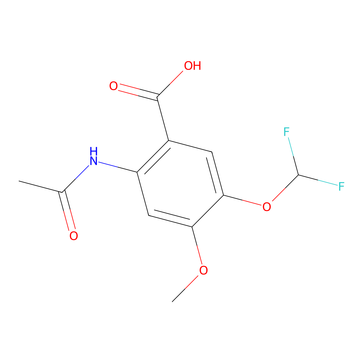 5-(Difluoromethoxy)-2-acetamido-4-methoxybenzoic acid molecular structure, CAS 2680756-76-5