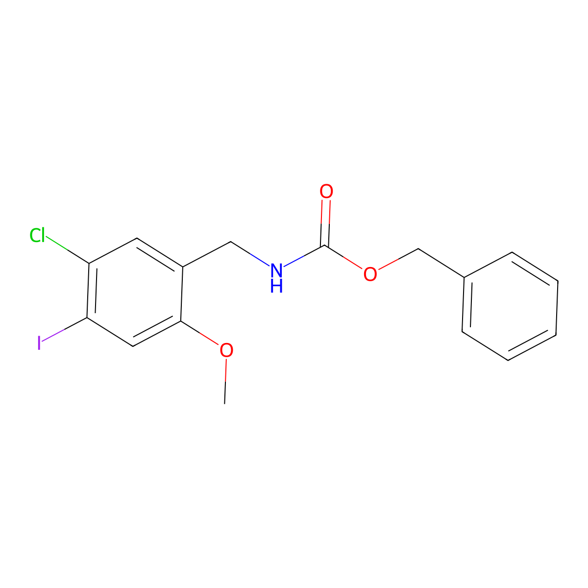 benzyl N-[(5-chloro-4-iodo-2-methoxyphenyl)methyl]carbamate molecular structure, CAS 2680756-78-7