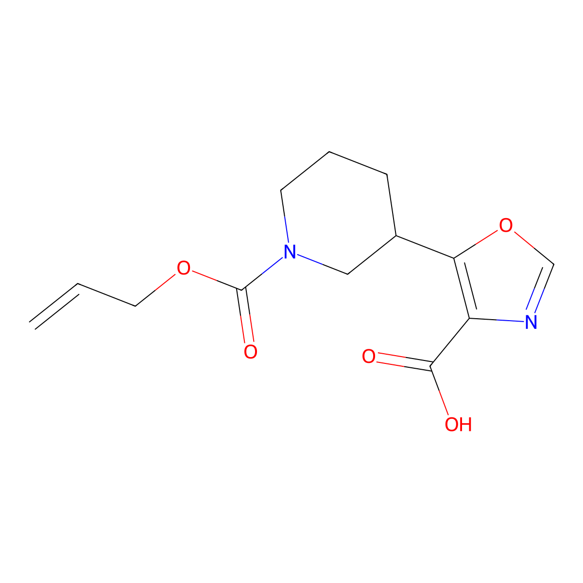 5-{1-[(Prop-2-en-1-yloxy)carbonyl]piperidin-3-yl}-1,3-oxazole-4-carboxylic acid molecular structure, CAS 2680756-84-5