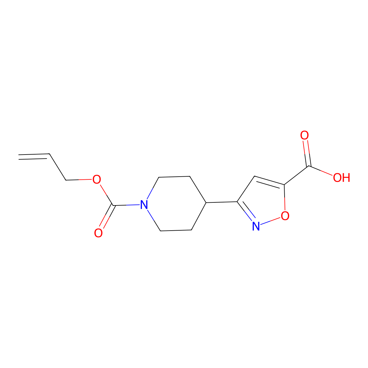 3-{1-[(Prop-2-en-1-yloxy)carbonyl]piperidin-4-yl}-1,2-oxazole-5-carboxylic acid molecular structure, CAS 2680756-92-5