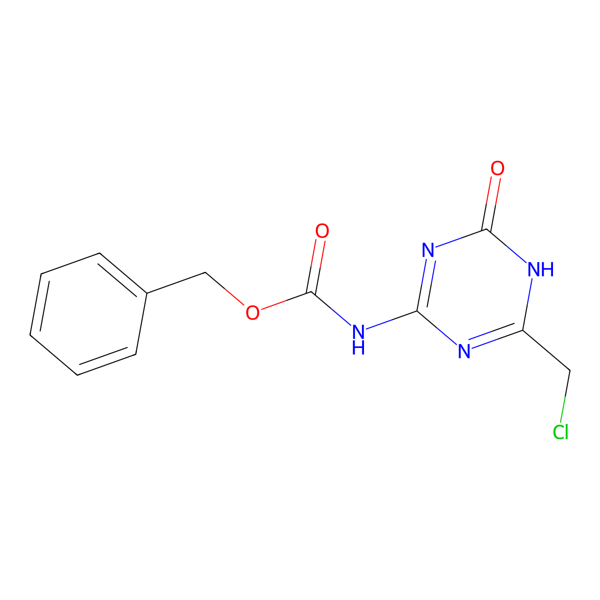 benzyl N-[6-(chloromethyl)-4-oxo-4,5-dihydro-1,3,5-triazin-2-yl]carbamate molecular structure, CAS 2680756-95-8