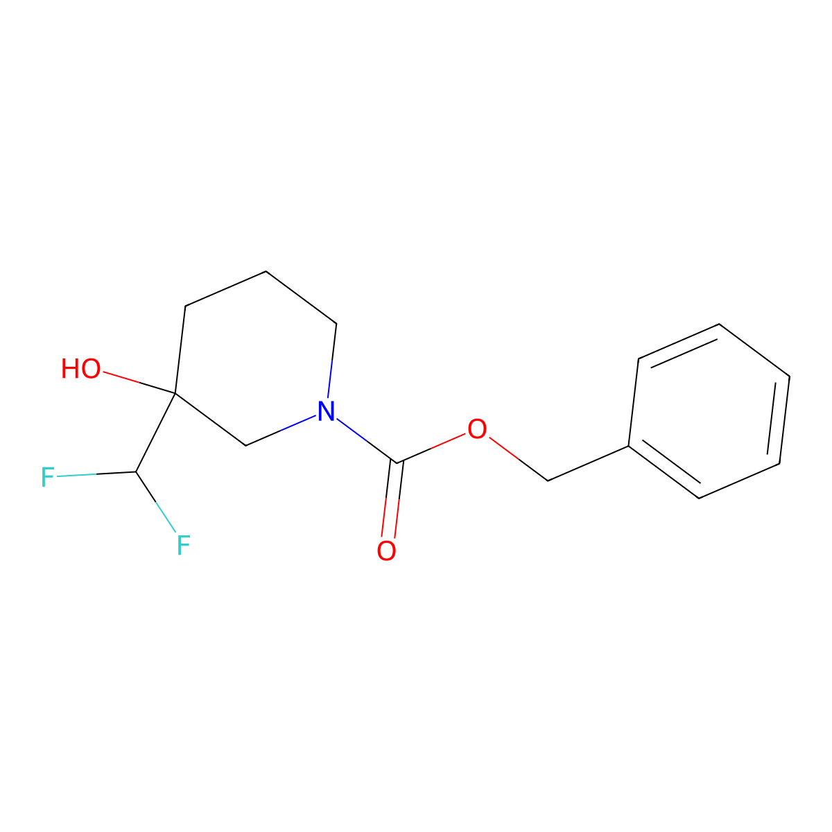 Benzyl 3-(difluoromethyl)-3-hydroxypiperidine-1-carboxylate molecular structure, CAS 2680756-96-9