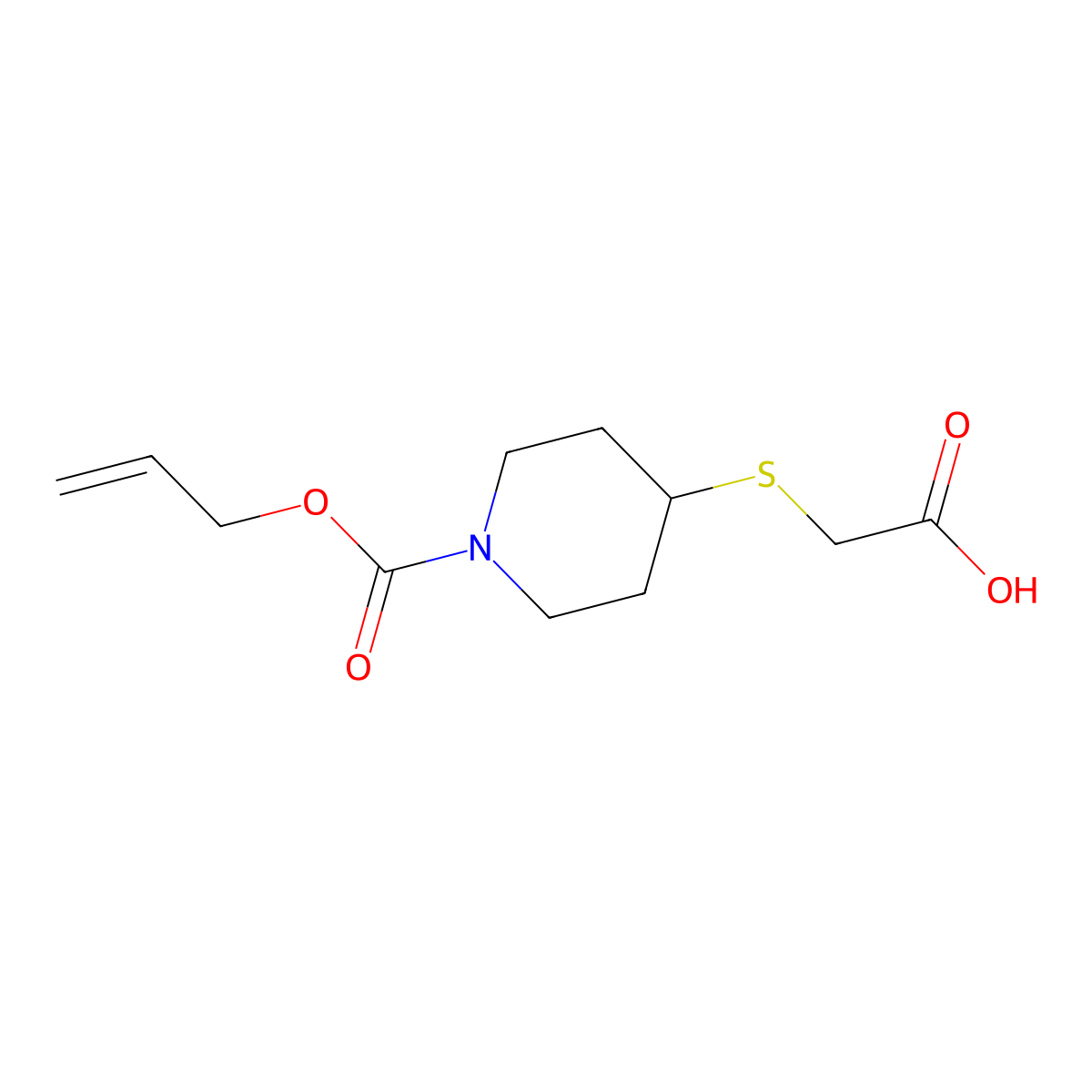 2-({1-[(Prop-2-en-1-yloxy)carbonyl]piperidin-4-yl}sulfanyl)acetic acid molecular structure, CAS 2680756-97-0