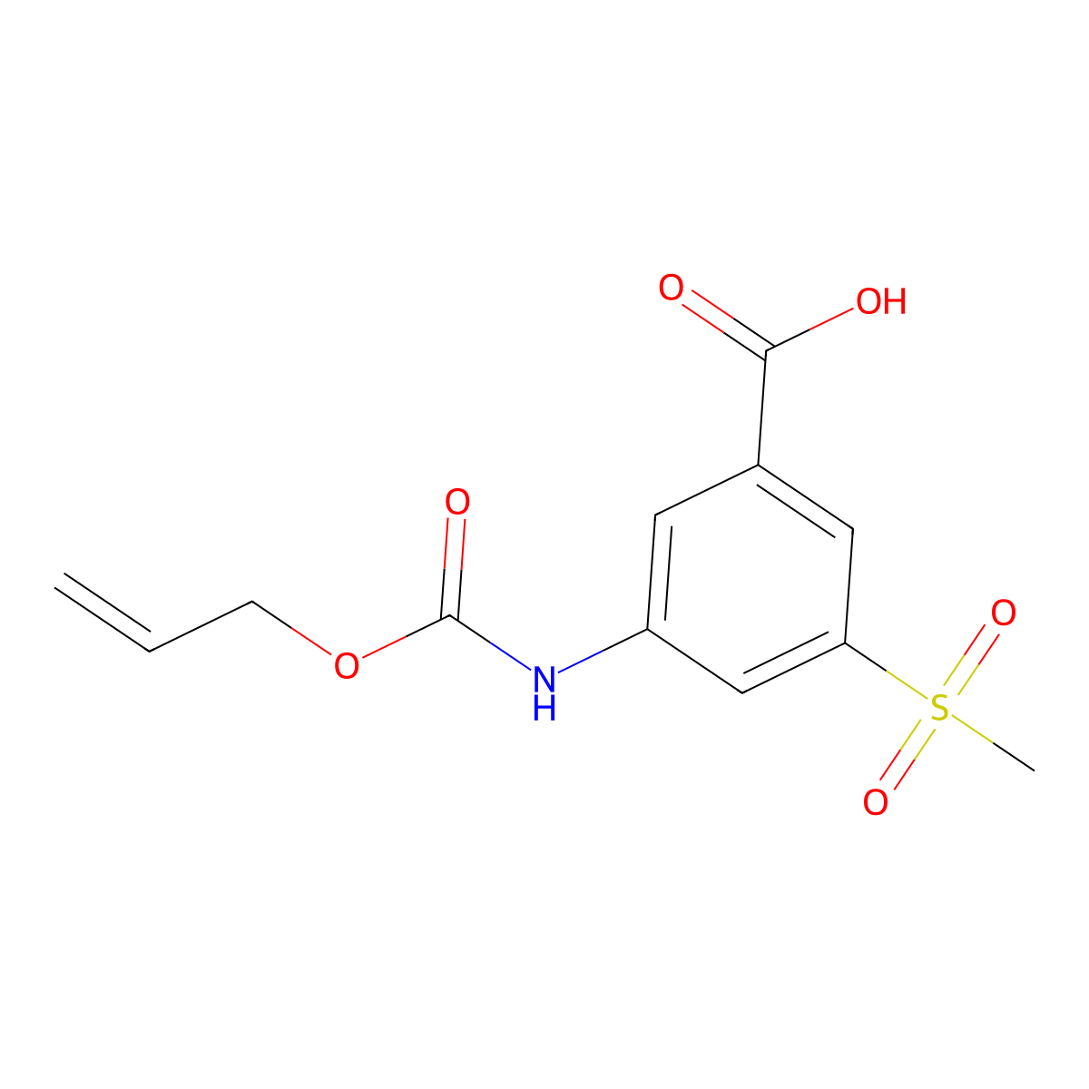 3-Methanesulfonyl-5-{[(prop-2-en-1-yloxy)carbonyl]amino}benzoic acid molecular structure, CAS 2680757-09-7