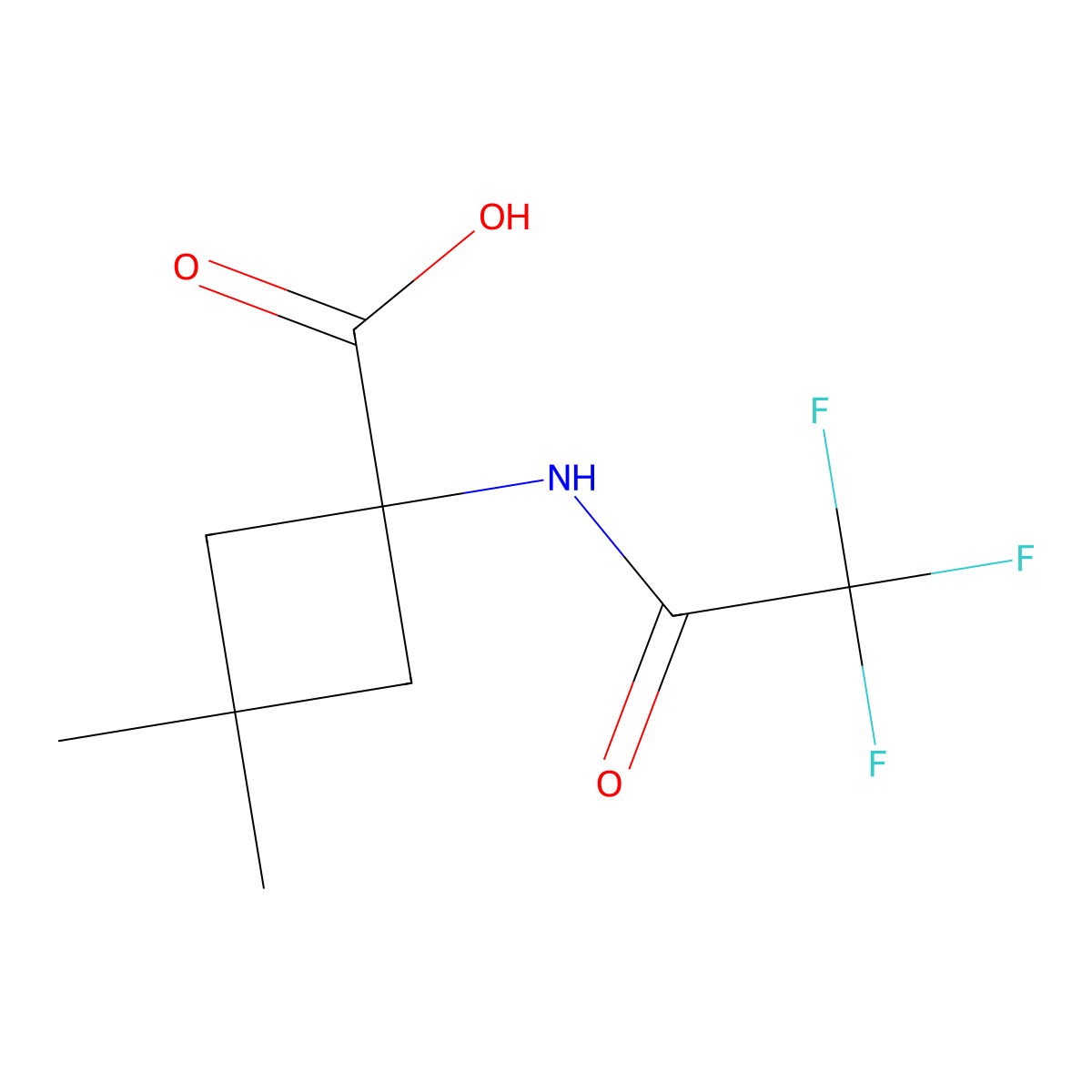 3,3-Dimethyl-1-(trifluoroacetamido)cyclobutane-1-carboxylic acid molecular structure, CAS 2680757-12-2
