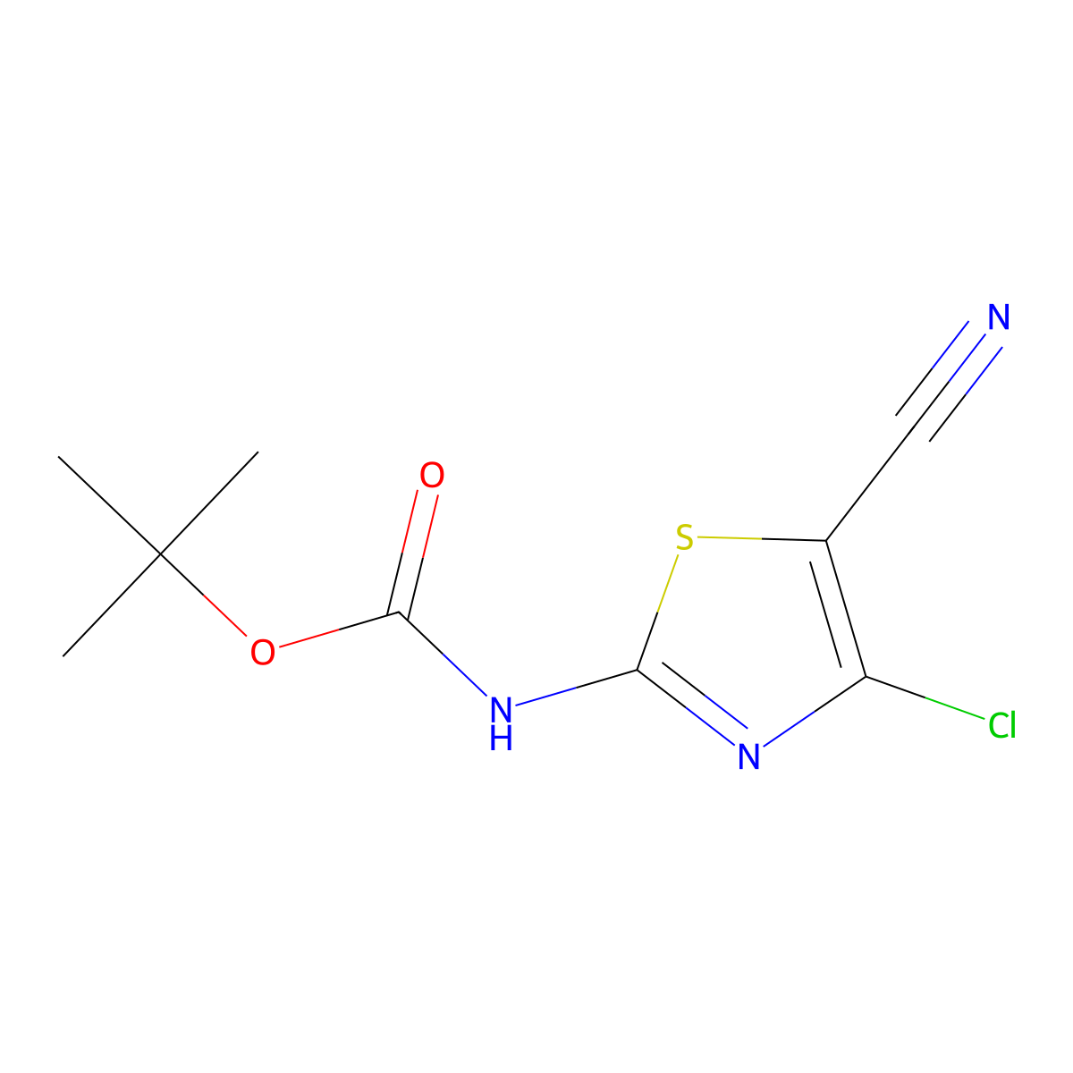 tert-butyl N-(4-chloro-5-cyano-1,3-thiazol-2-yl)carbamate molecular structure, CAS 2680757-13-3