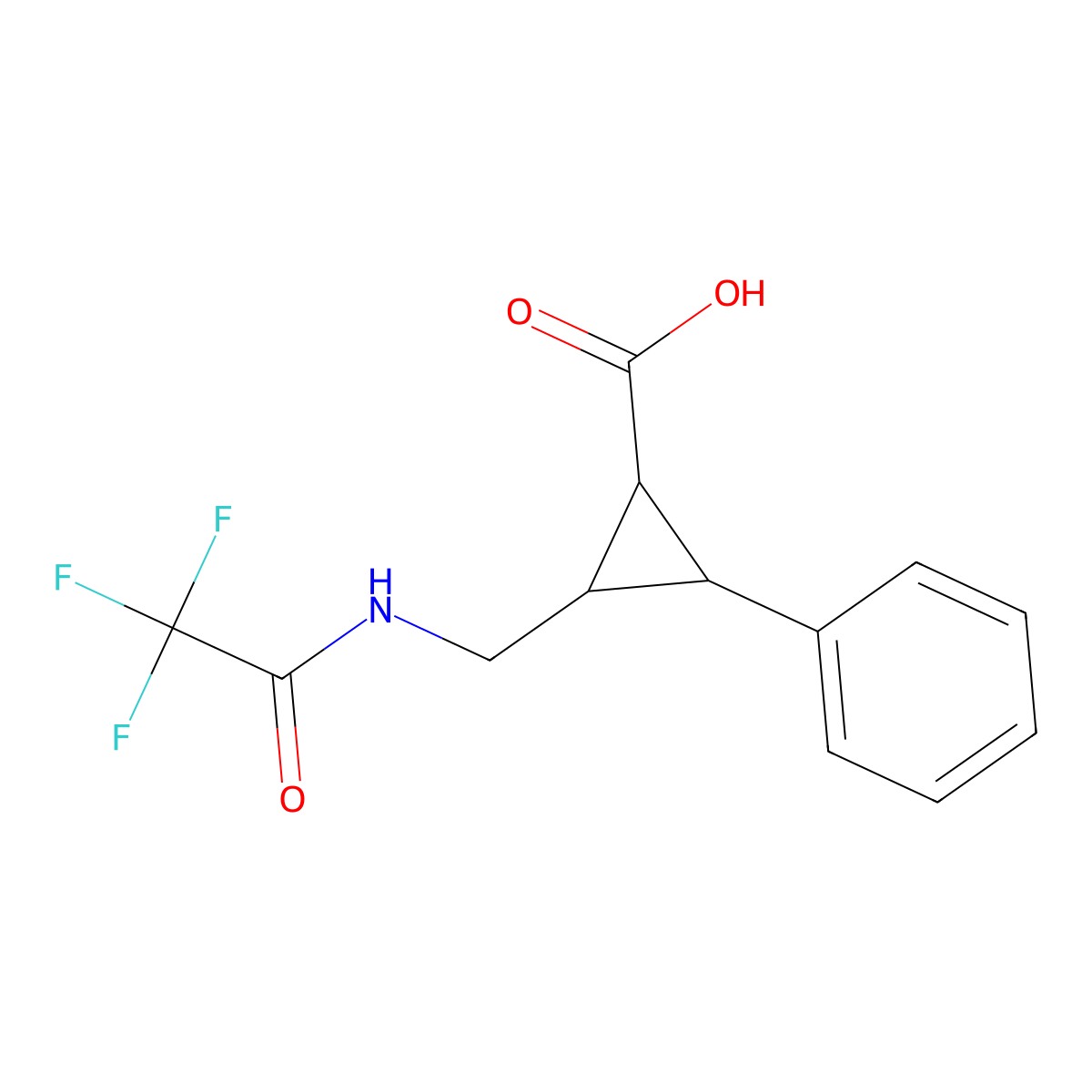 2-Phenyl-3-[(2,2,2-trifluoroacetamido)methyl]cyclopropane-1-carboxylic acid molecular structure, CAS 2680757-16-6