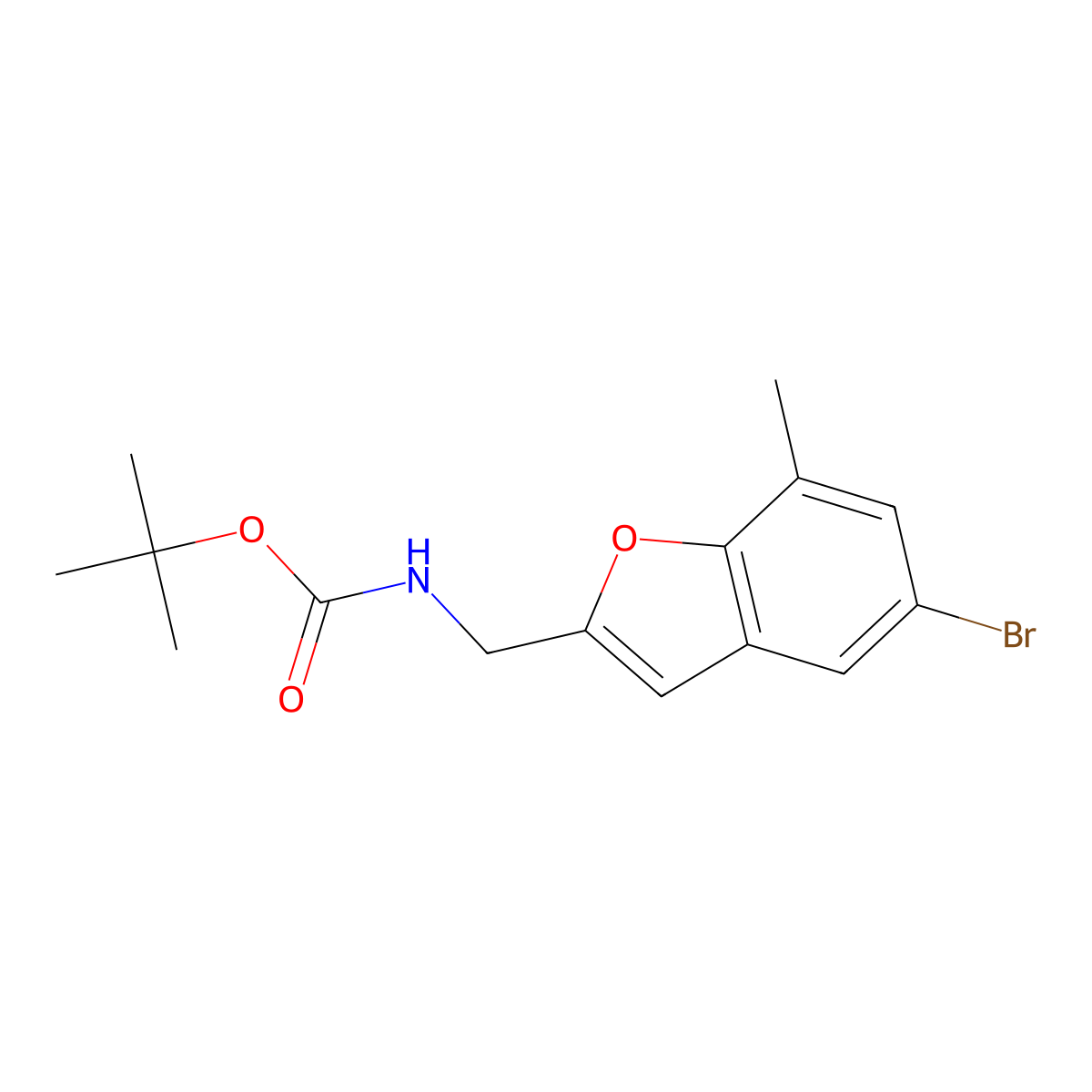 tert-butyl N-[(5-bromo-7-methyl-1-benzofuran-2-yl)methyl]carbamate molecular structure, CAS 2680757-18-8