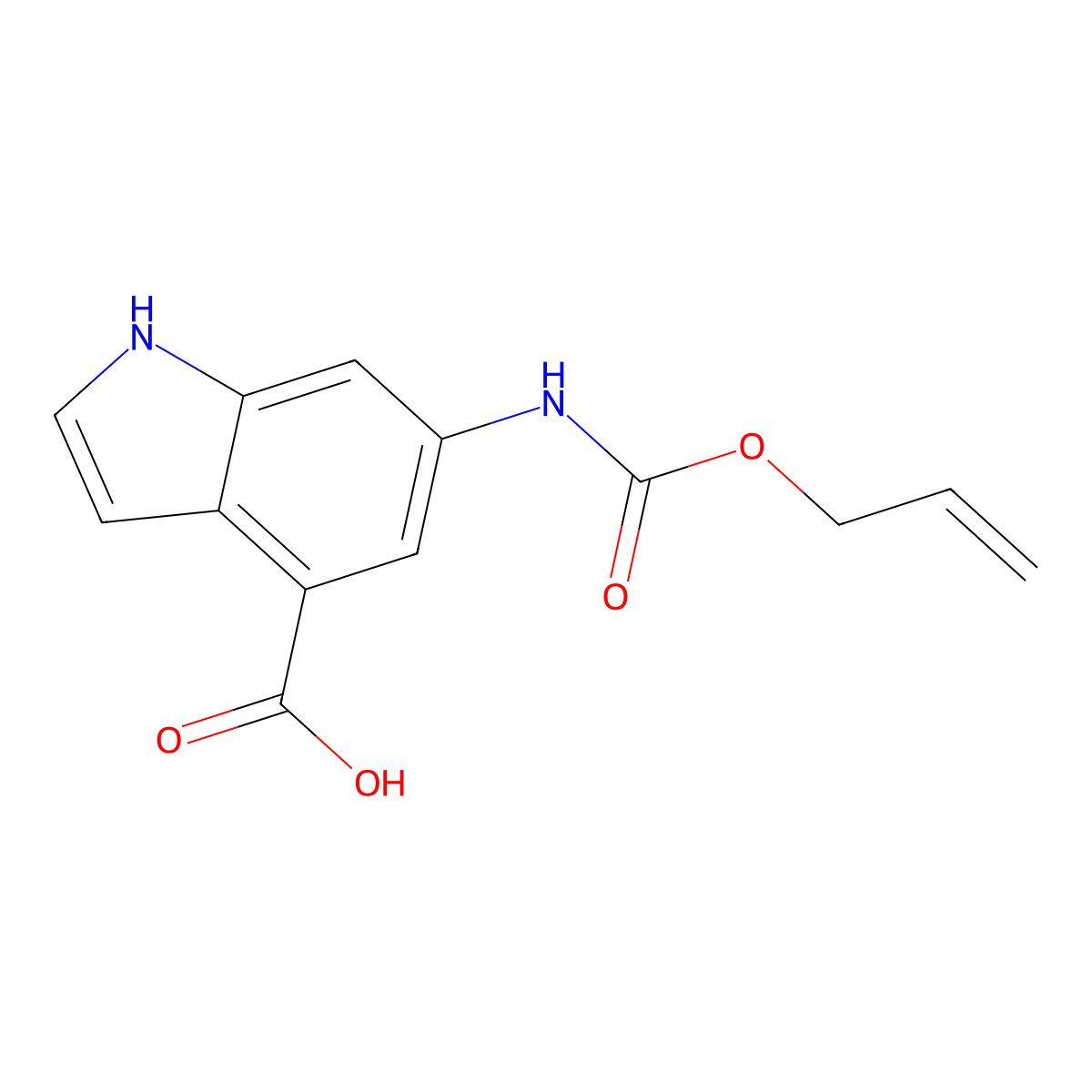6-{[(prop-2-en-1-yloxy)carbonyl]amino}-1H-indole-4-carboxylic acid molecular structure, CAS 2680757-21-3