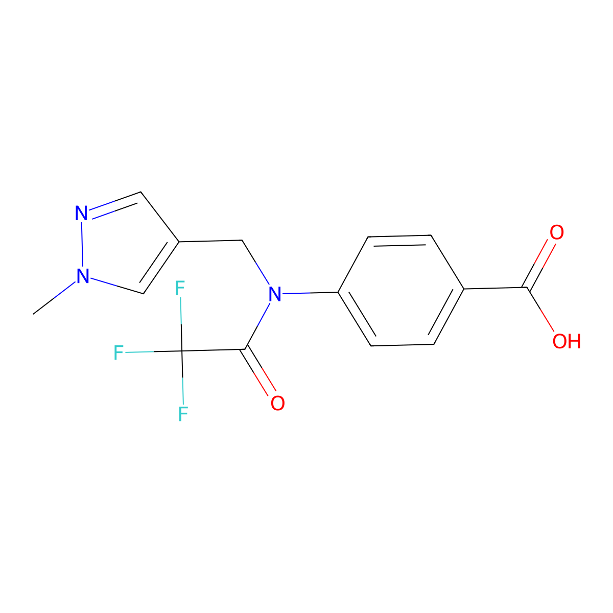 4-{2,2,2-trifluoro-N-[(1-methyl-1H-pyrazol-4-yl)methyl]acetamido}benzoic acid molecular structure, CAS 2680757-30-4